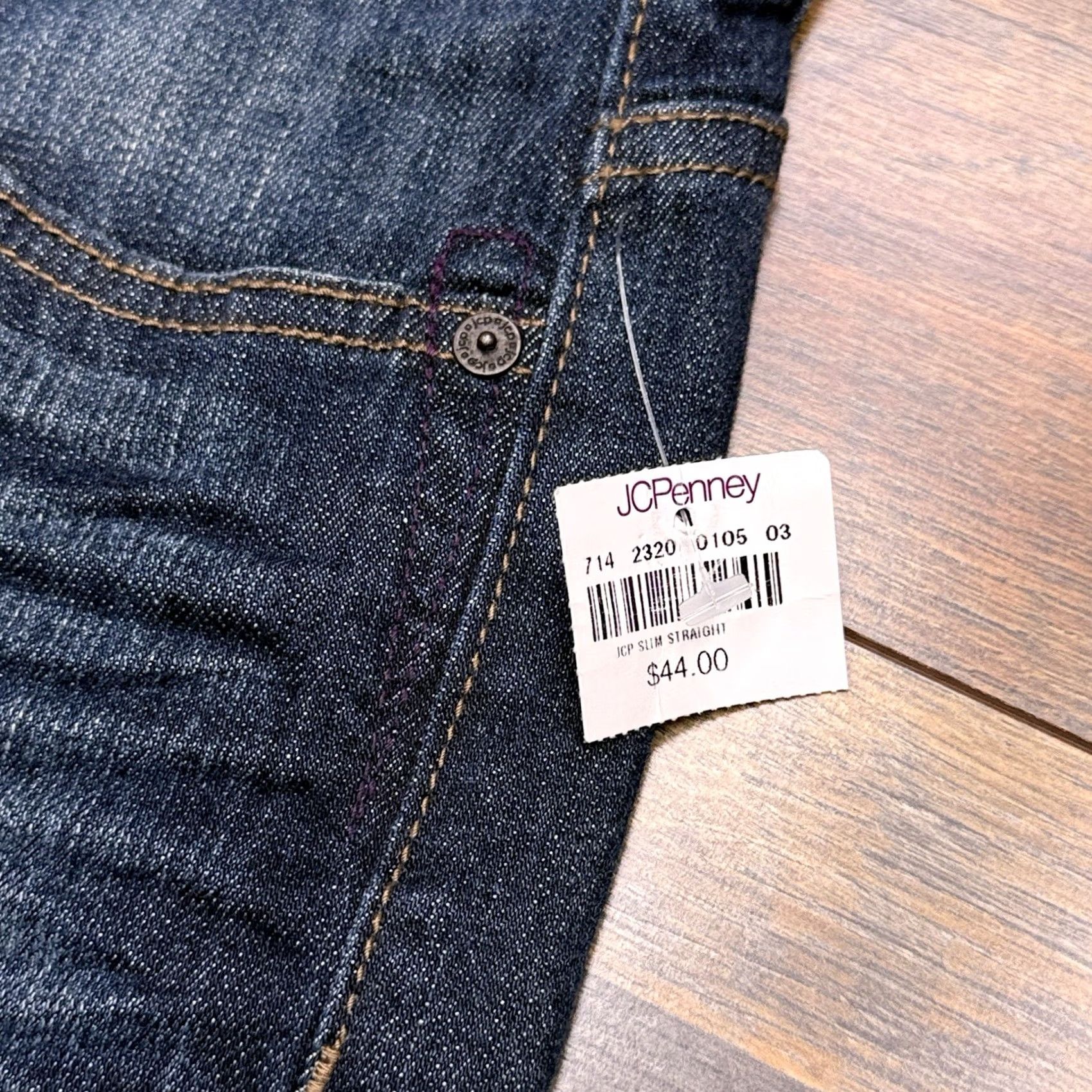 Vintage JCP Slim Straight Jeans Womens 28 6 Petite Low Rise Stretch New Denim Blue 5-Pocket Logo Jeans Mens Womens Size 28" / US 6 / IT 42 - 7 Thumbnail