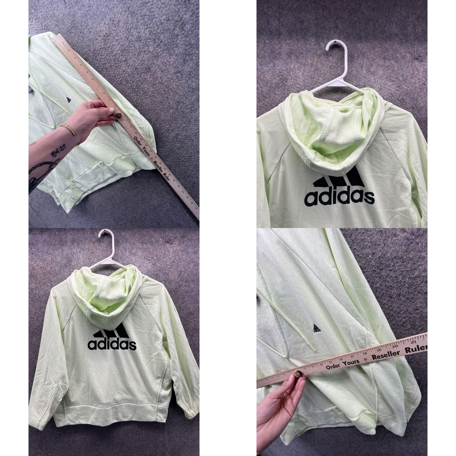 Adidas Adidas Hoodie Womens Large Green V Neck Raglan Pullover Sweatshirt Size L / US 10 / IT 46 - 8 Thumbnail