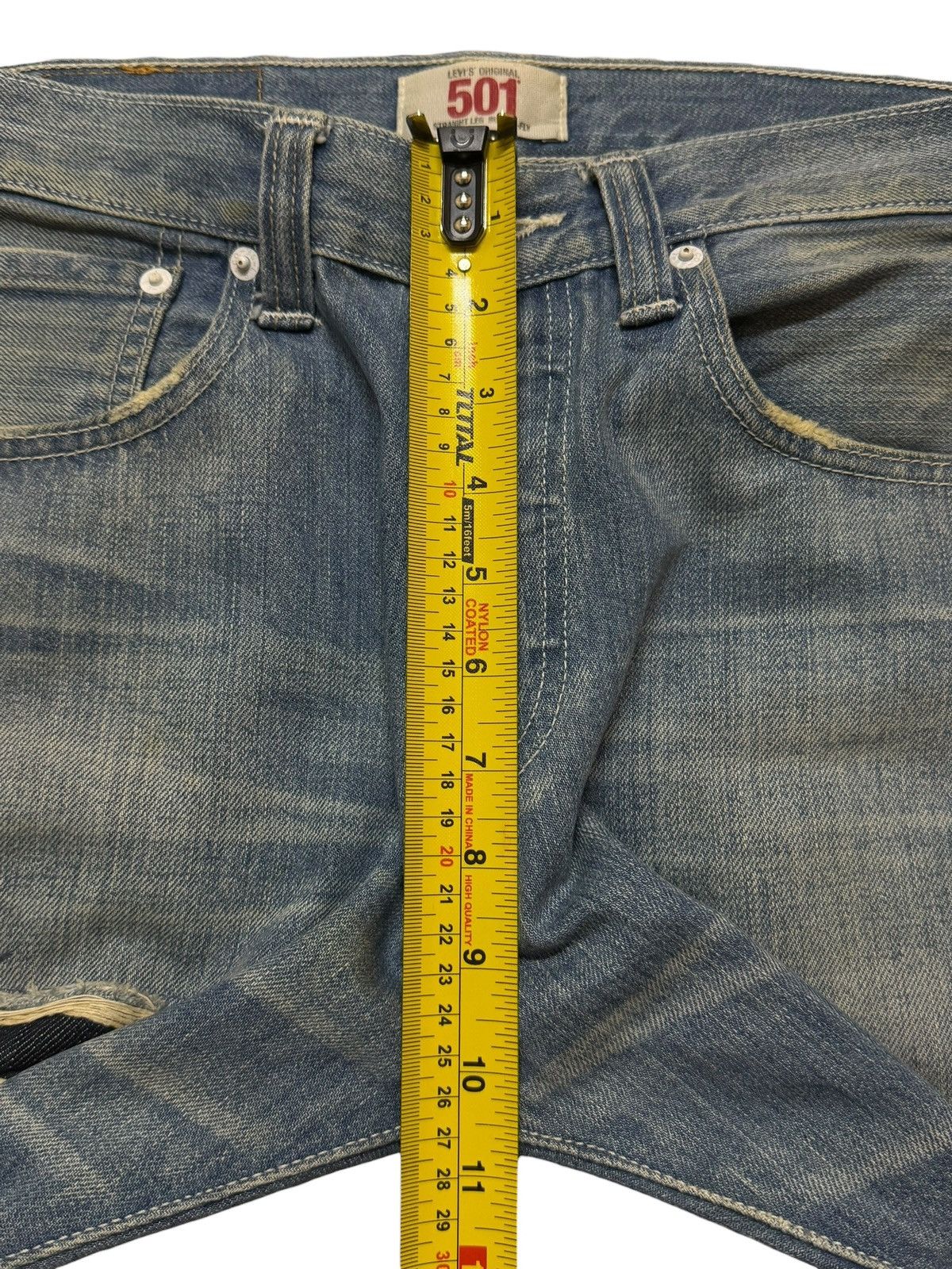 Levi's Vintage Levis 501 Blue Faded Distressed Patch Straight Leg Size US 29 - 13 Thumbnail