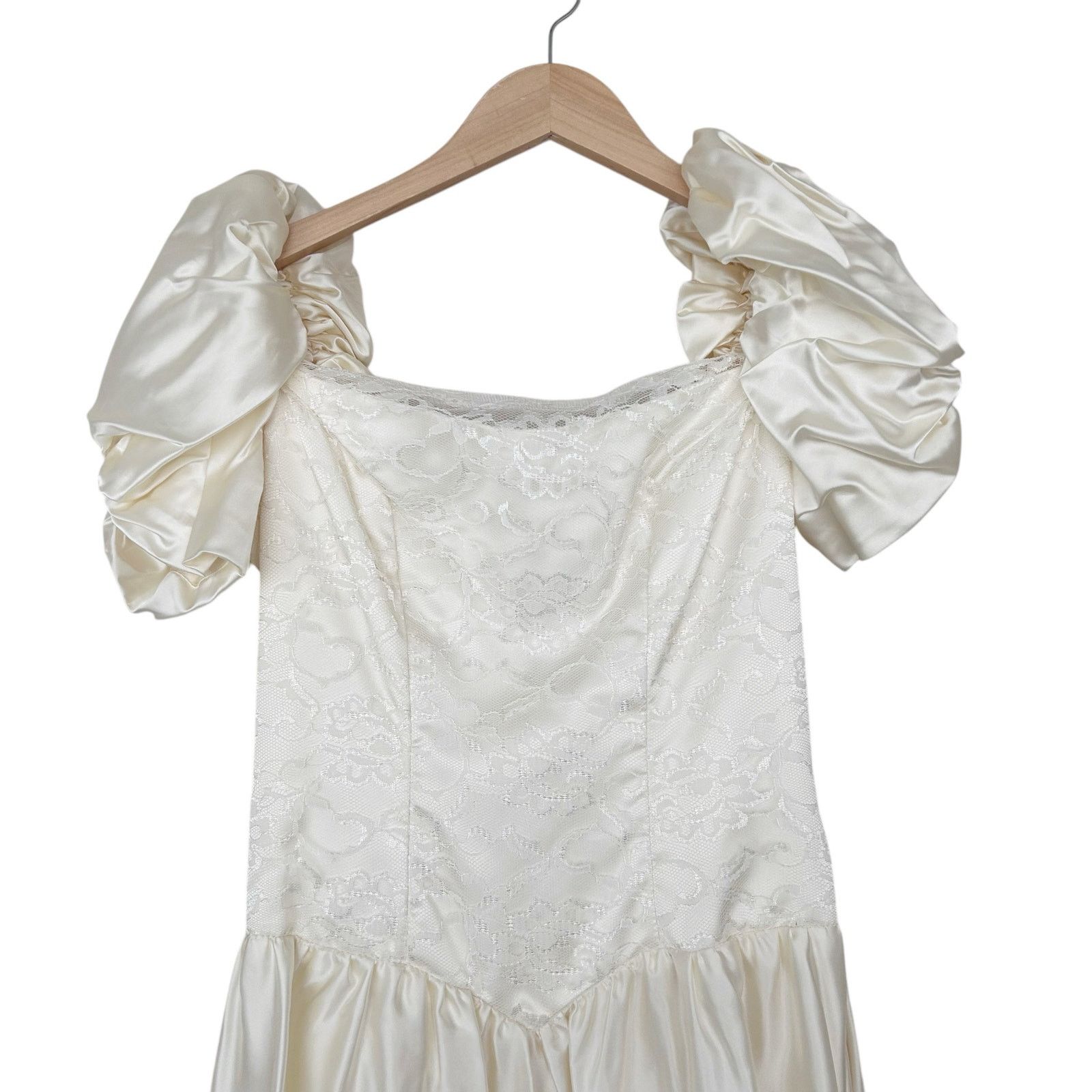 Vintage Vintage 80s Union Made Puff Sleeve Wedding Dress Sz 8 Size M / US 6-8 / IT 42-44 - 2 Thumbnail