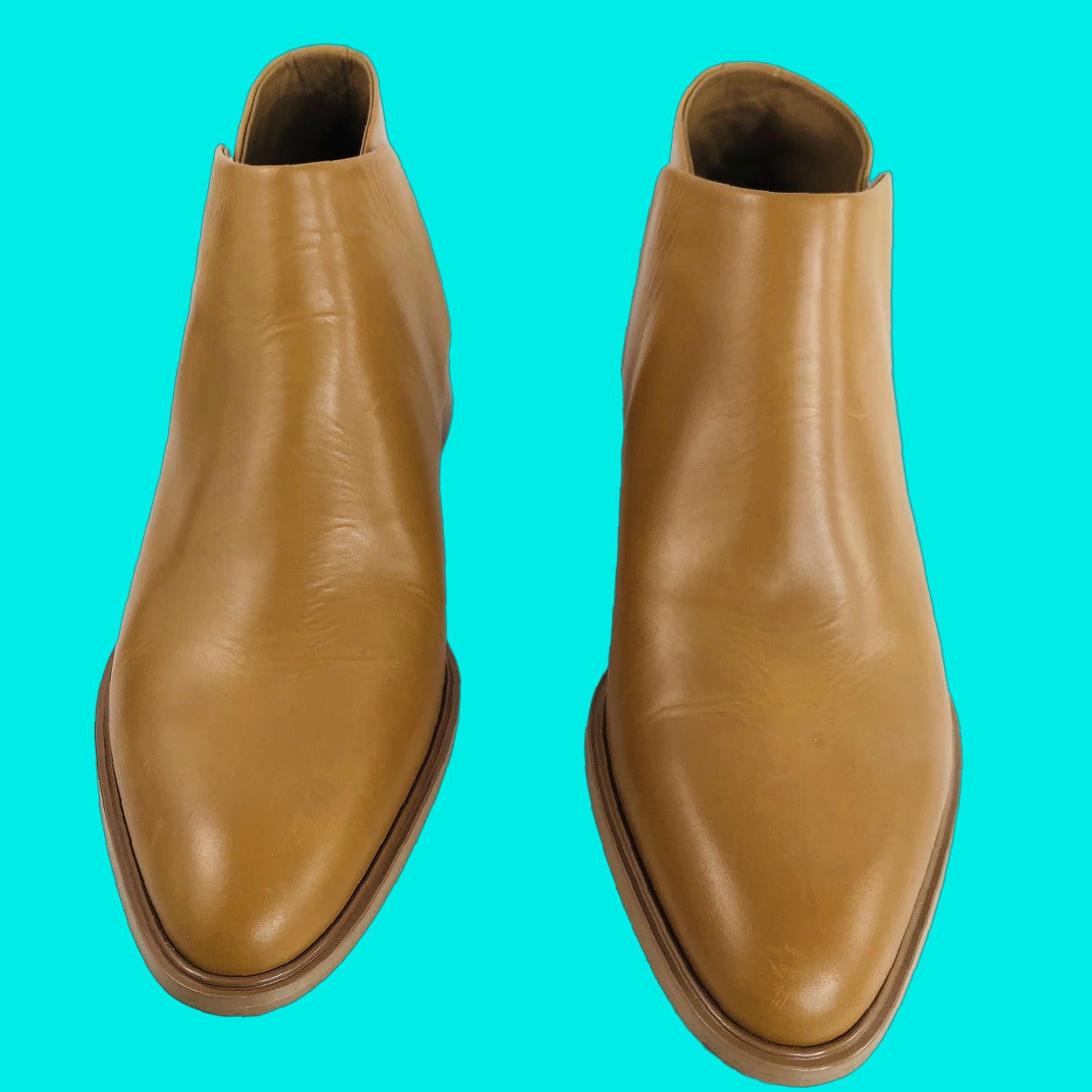 Everlane EVERLANE - Unworn - Womens 9.5 Camel / Tan / Light Brown Ankle Boots Shoes Boot Leather Vintage? Size US 10 / IT 40 - 1 Thumbnail