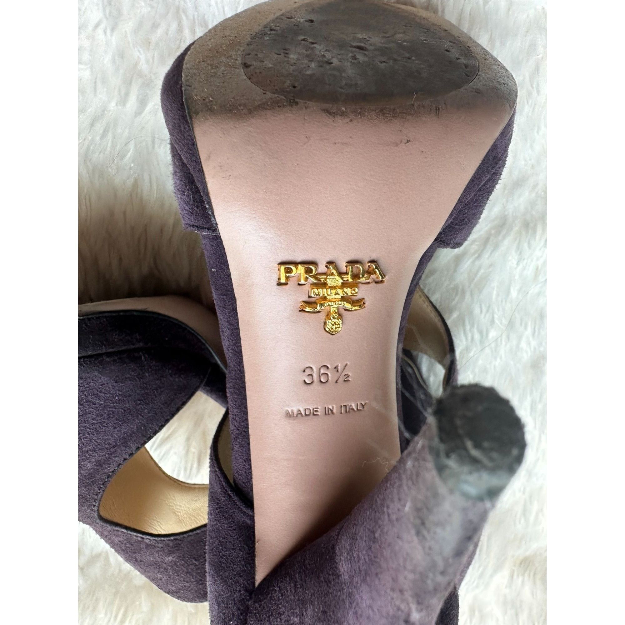 Prada Authentic Prada purple suede side zip closure peep top pump Size US 6.5 / IT 36.5 - 3 Thumbnail