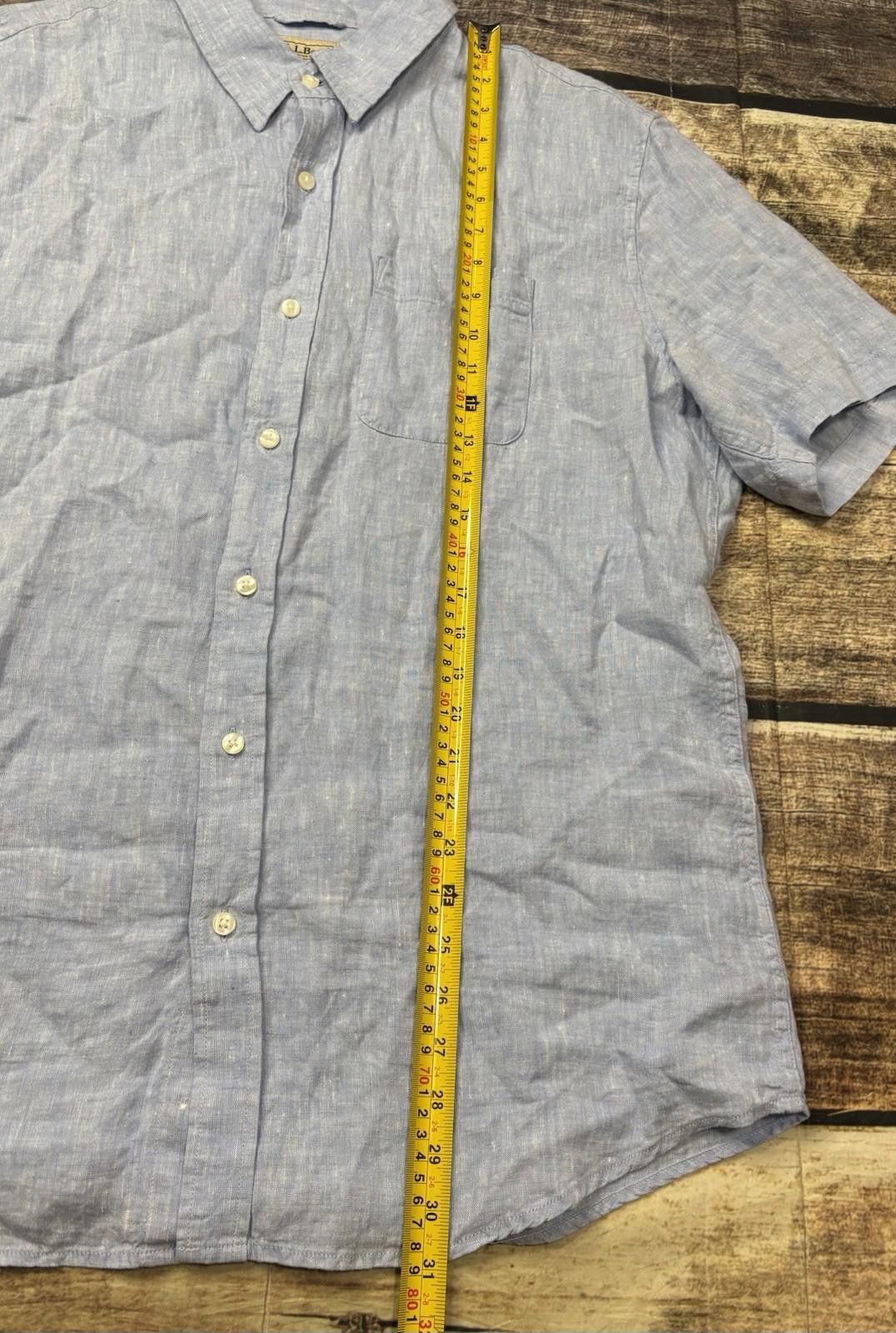 L.L. Bean LL Bean Shirt Mens Large Linen Button Up Short Sleeve Size US L / EU 52-54 / 3 - 8 Thumbnail