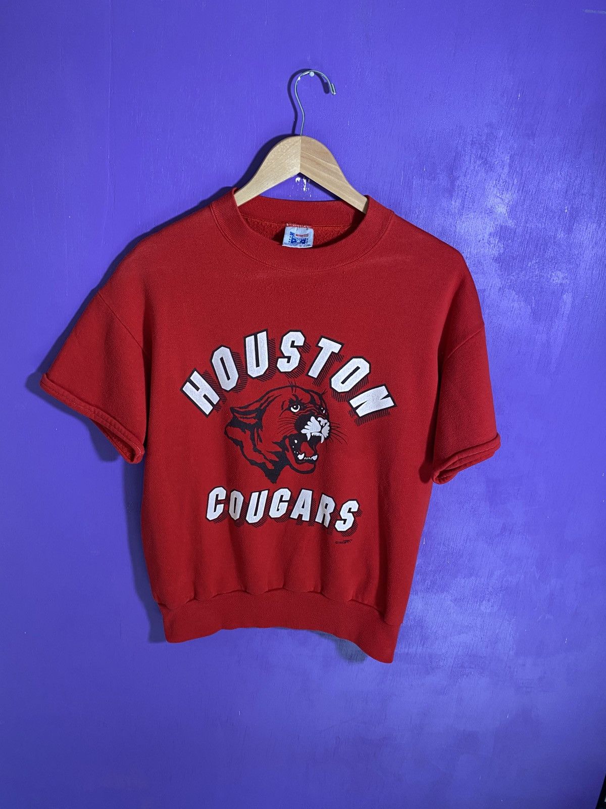 Vintage Vintage 80s Houston cougars short sleeve sweatshirt Size US M / EU 48-50 / 2 - 1 Thumbnail