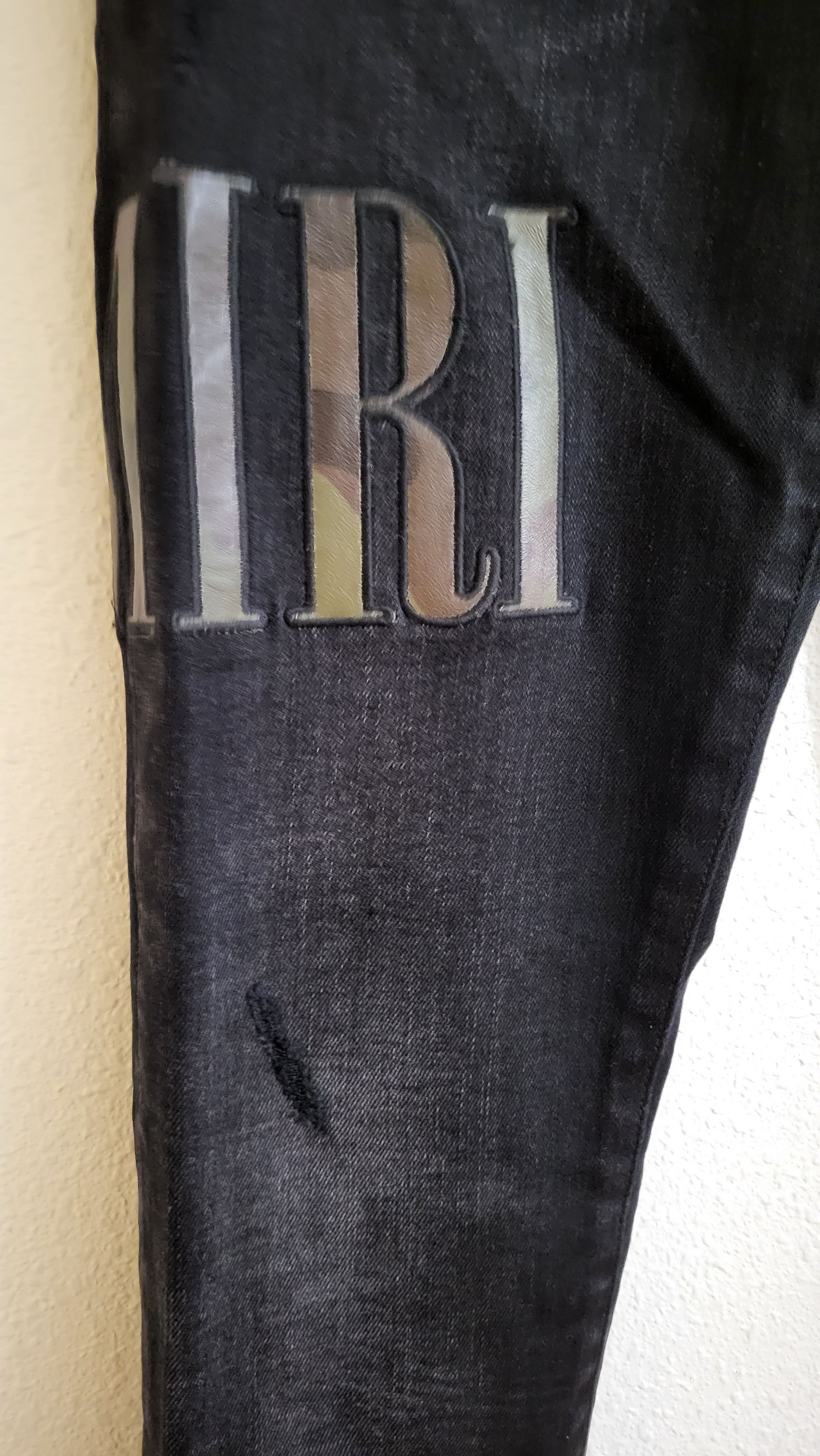 Amiri $1.3k Camo Leather Logo Applique Distressed Denim Size US 30 / EU 46 - 6 Thumbnail