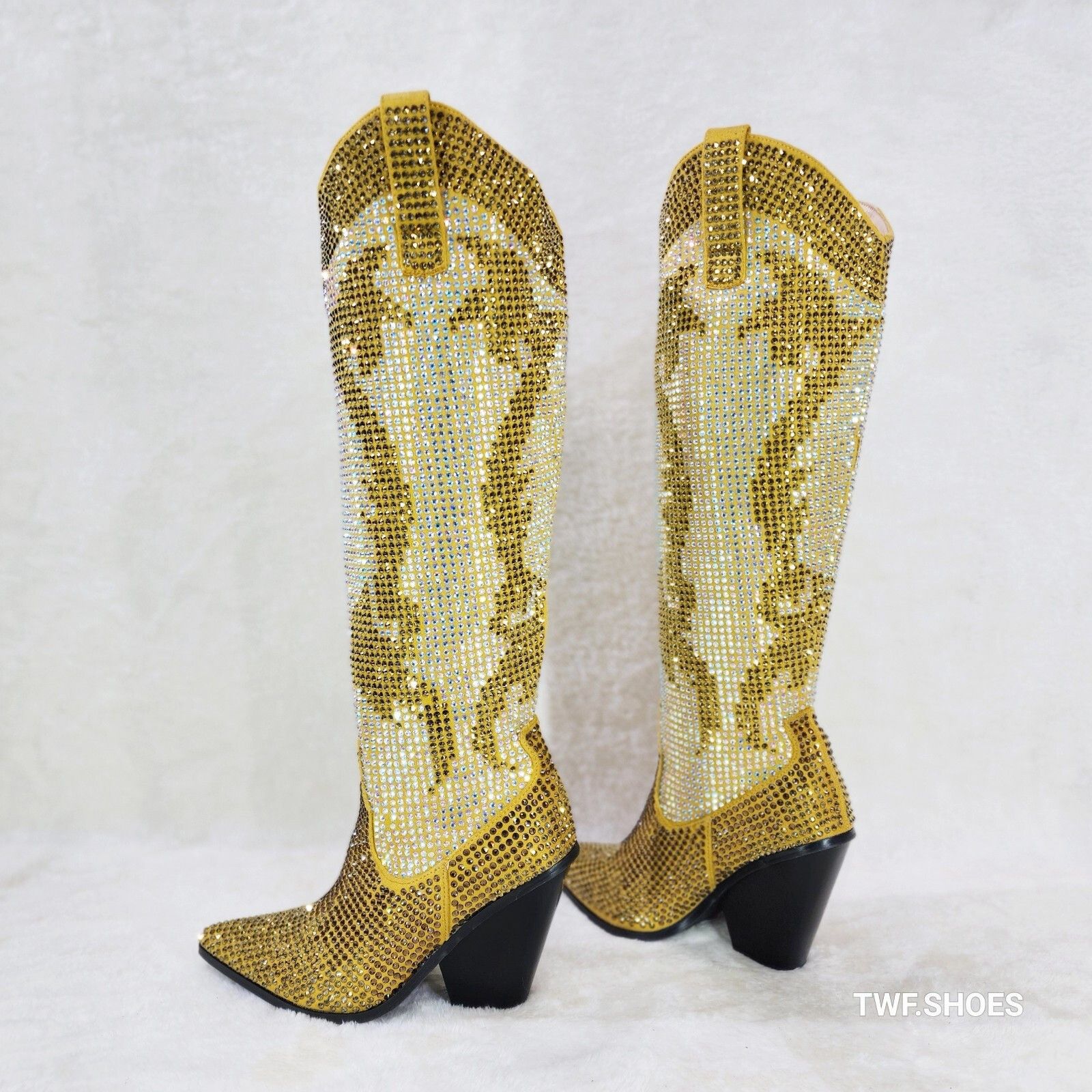 Other Gold Dust Cowgirl Country Western Glamour Rhinestones Boots Size US 8 / IT 38 - 1 Thumbnail