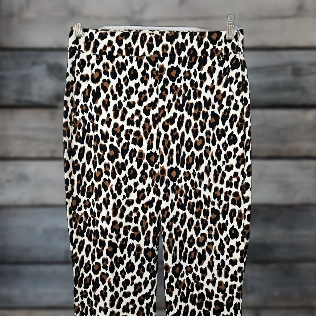 J.Crew J Crew Womens Pant Remi Leopard Sz 4 Black Brown Side Zip High Rise Size 27" / US 4 / IT 40 - 1 Thumbnail