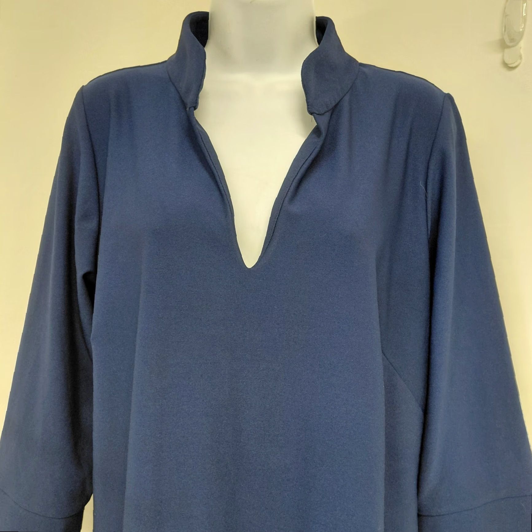 Vintage Katherine Way Shift Dress Womens XL Blue 3/4 Sleeve UPF 50+ Knit Nylon Spandex Dress Knee Length Casual Travel Size XL / US 12-14 / IT 48-50 - 6 Thumbnail
