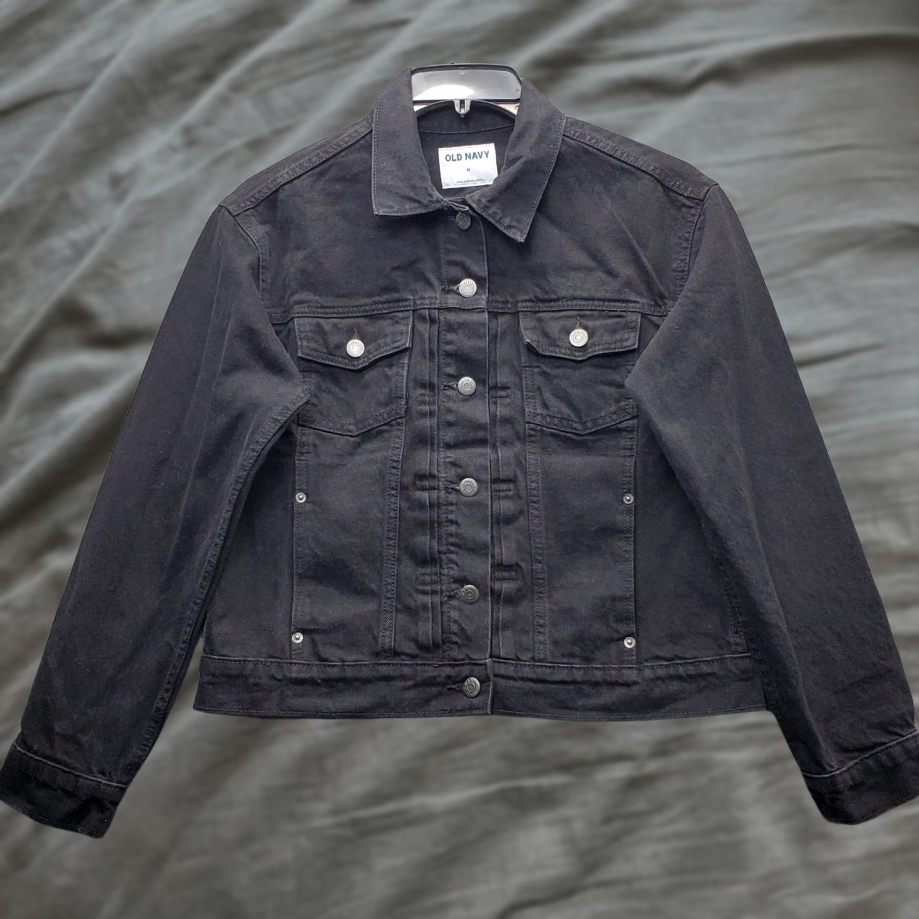 Old Navy Old Navy Jean Jacket Womens M Black Classic Long Sleeve Collar Button Front Size M / US 6-8 / IT 42-44 - 1 Thumbnail