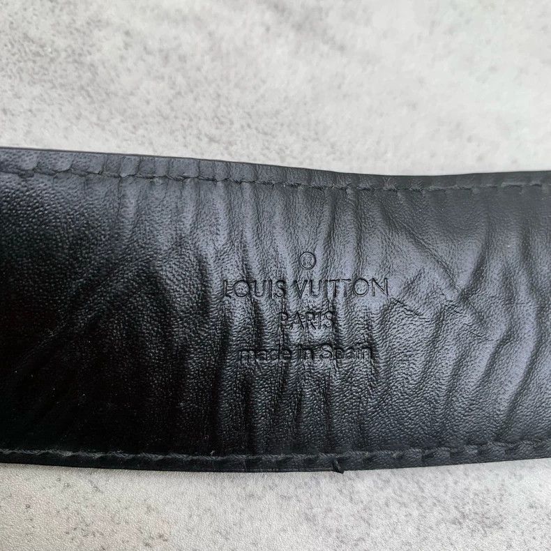 Louis Vuitton Black Checkered Pattern Leather Belt-2506 Size ONE SIZE - 5 Thumbnail