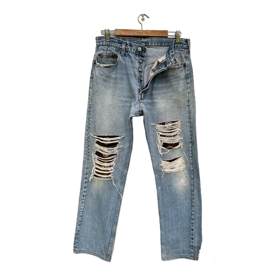 Levi's Vtg Levi’s 501 80s Distressed Rebuild Rip Kurt Cobain Jeans Size US 31 - 2 Thumbnail