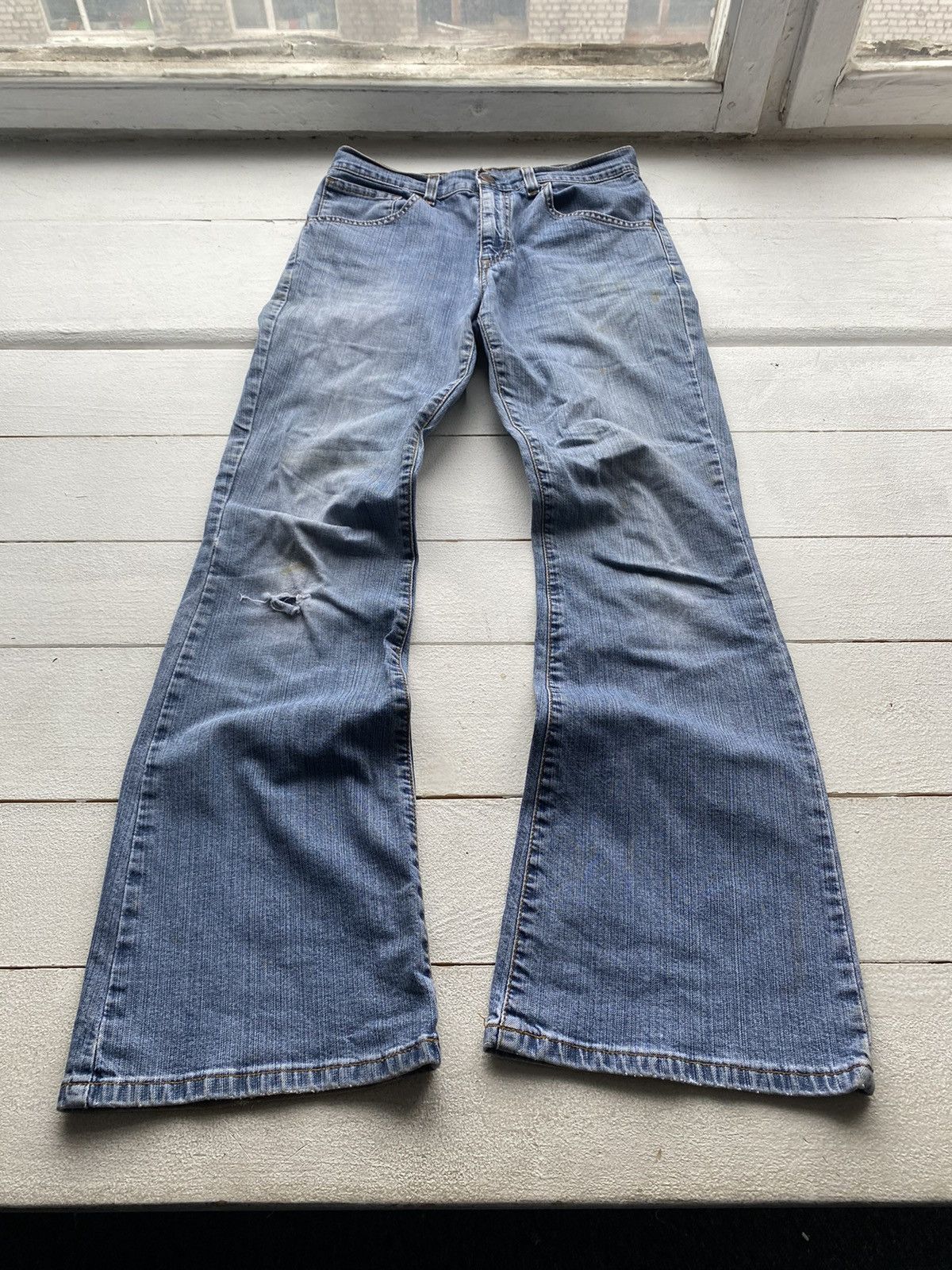 Levi's × Vintage 90s Levis Flare Bell Bottom 27 Dirty Distressed Womens Jeans Size 27" / US 4 / IT 40 - 3 Thumbnail