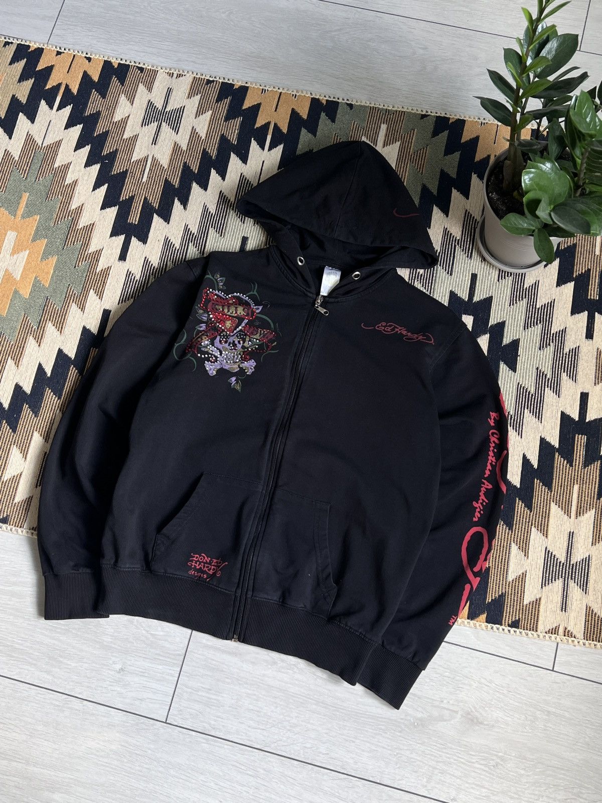 Christian Audigier Ed Hardy by Christian Audigier Big Logo Y2k Zip Hoodie Size S / US 4 / IT 40 - 3 Thumbnail