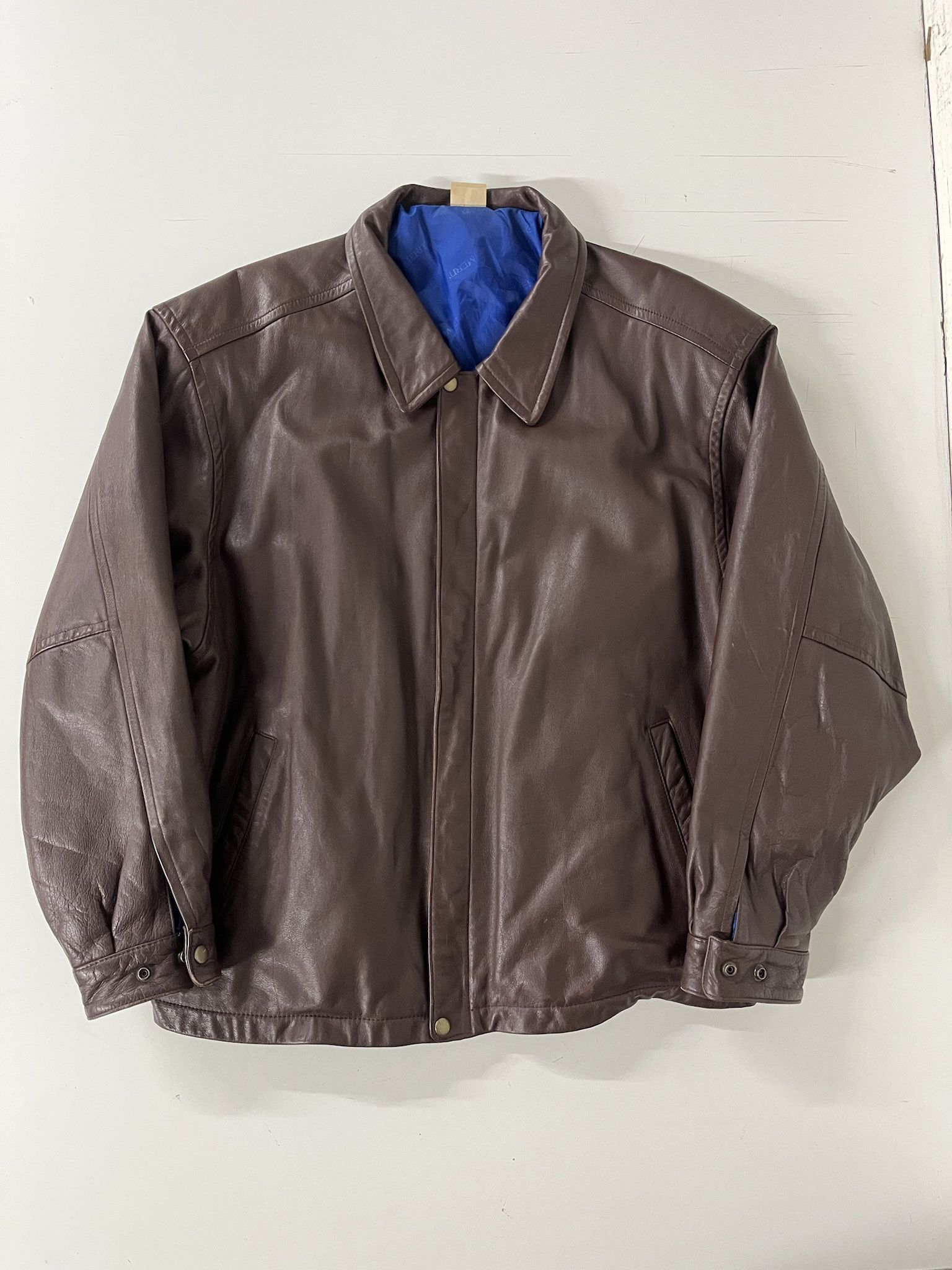 Leather × Vintage Vintage 1990s Maroon Genuine Leather Jacket Size XL Size US XL / EU 56 / 4 - 1 Thumbnail