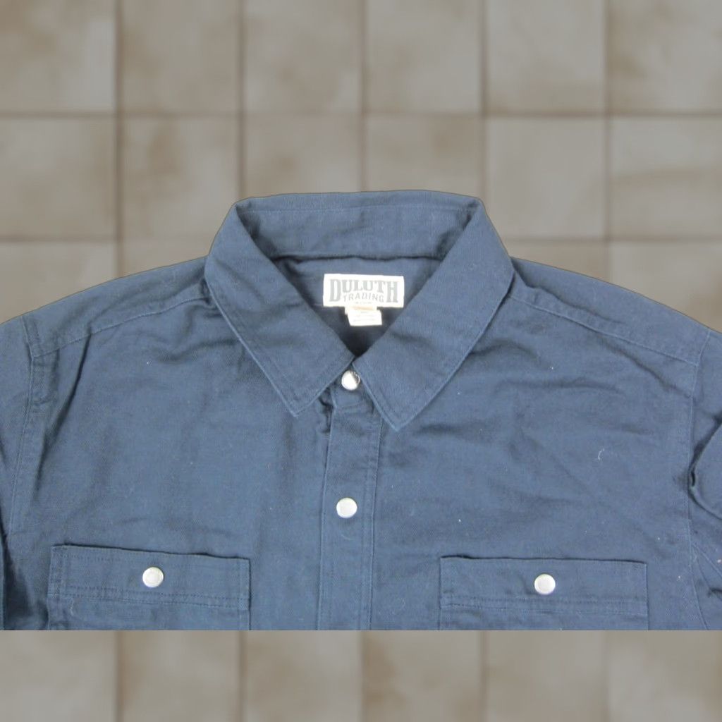 Vintage Duluth Extra Large XL Blue Shacket Mens Heavy Canvas Snap Work Shirt Shirt Jacket Bomber 90s Style Pockets Vintage No Size US XL / EU 56 / 4 - 1 Thumbnail