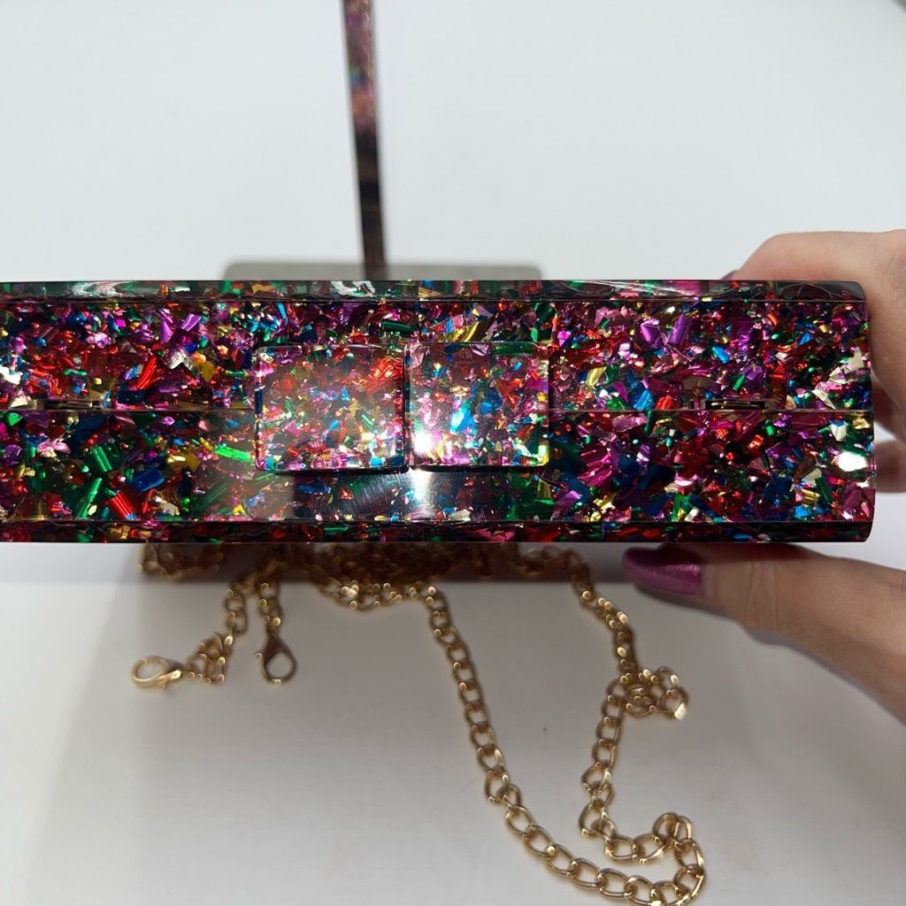 Other Confetti Acrylic Magnetic Clasp Clutch/Chain Shoulder bag Size ONE SIZE - 7 Thumbnail
