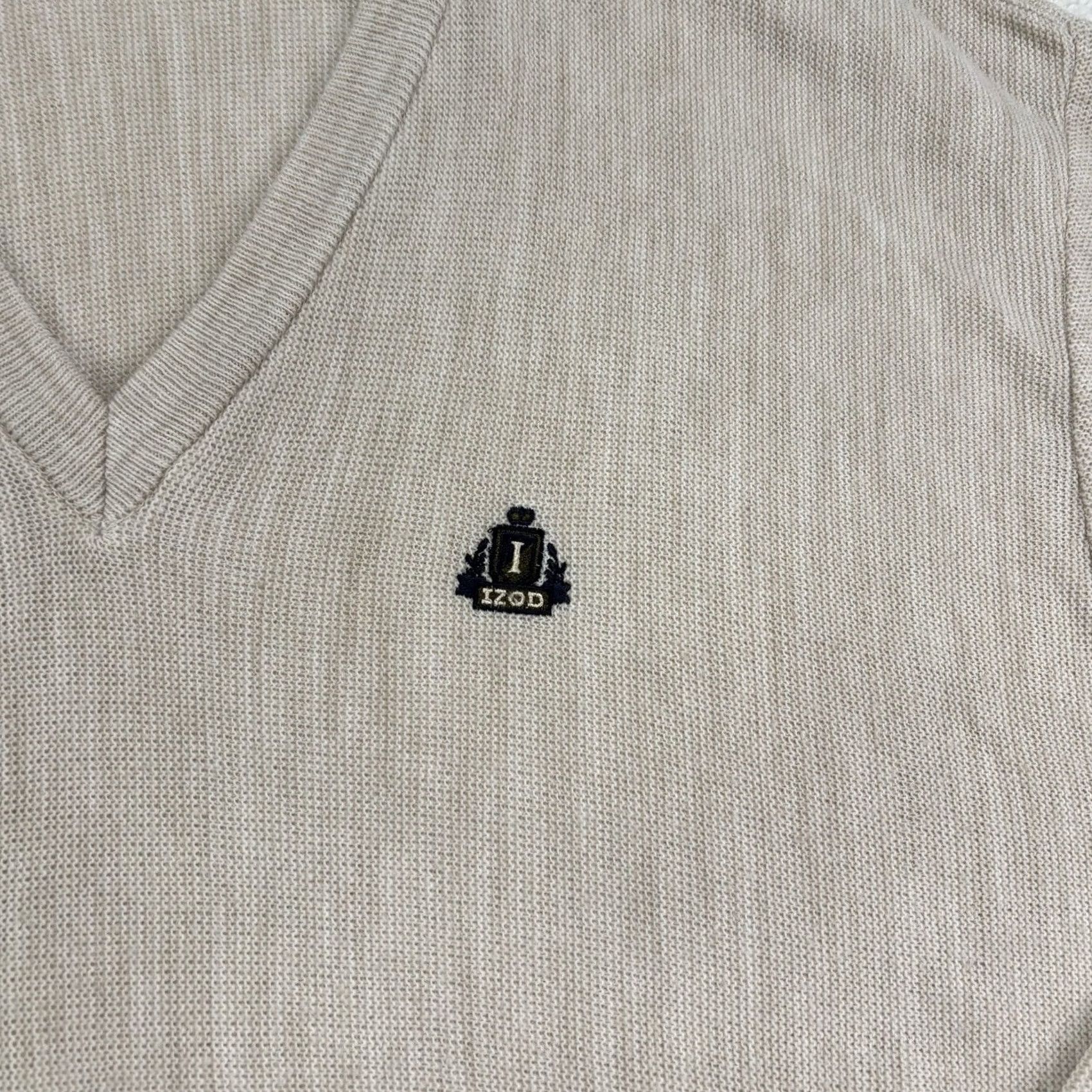 Izod VINTAGE IZOD Sweater Mens 2XL Pullover V-Neck Acrylic Golf Crest USA Oatmeal Beige Size US XXL / EU 58 / 5 - 3 Thumbnail