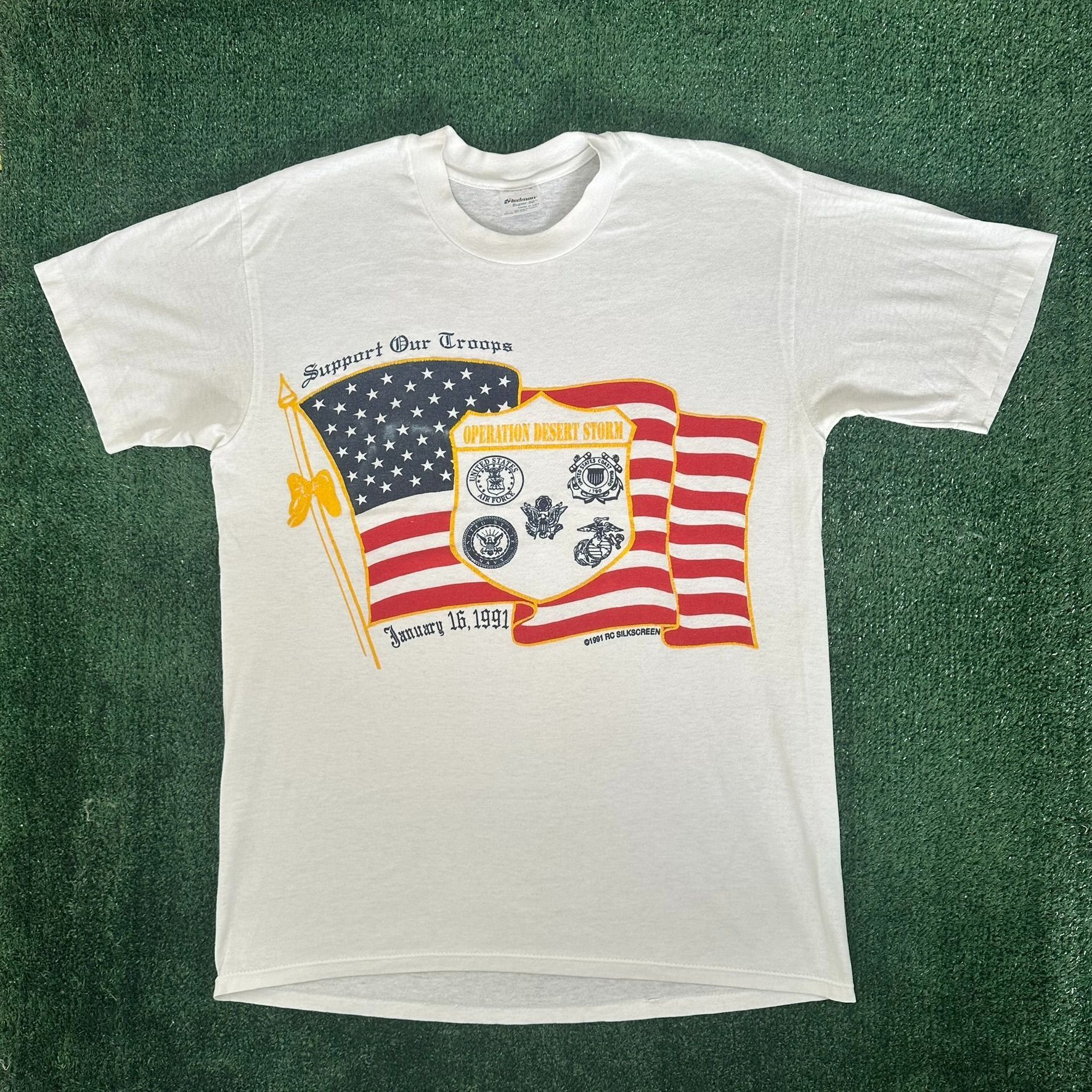 Vintage Vintage 90s Desert Storm T-Shirt USA Iraq War Single Stitch Size US L / EU 52-54 / 3 - 1 Thumbnail