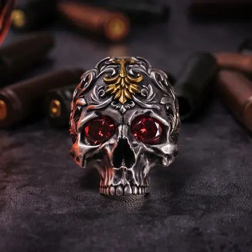 Jewelry Vintage Gothic Skull Ring Size ONE SIZE - 1 Thumbnail