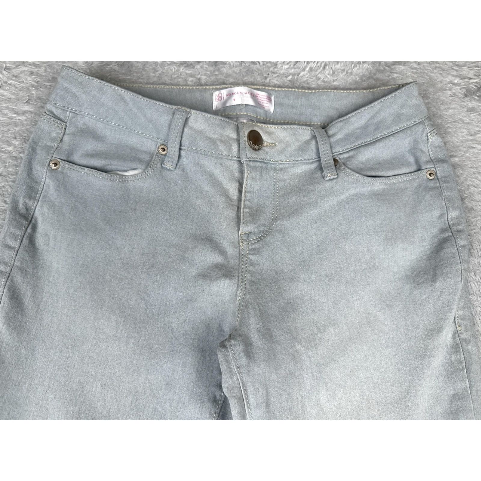 Vintage No Boundaries Jeans Womens Juniors 9 Blue Light Wash Bootcut Stretch Denim Pants Size 30" / US 8 / IT 44 - 4 Thumbnail