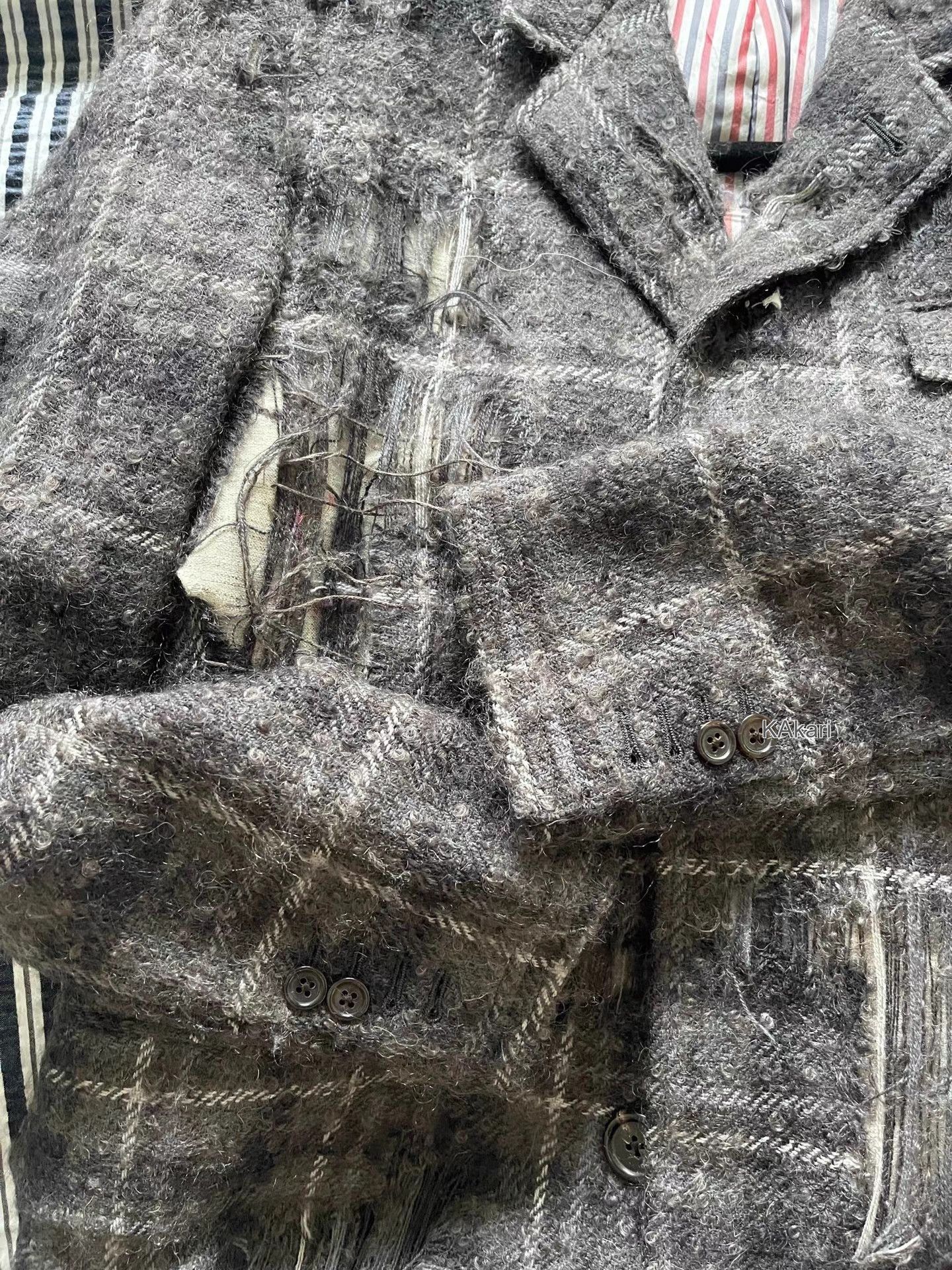 Thom Browne Gray Plaid Frayed Detail Long Coat - M Size US M / EU 48-50 / 2 - 3 Thumbnail