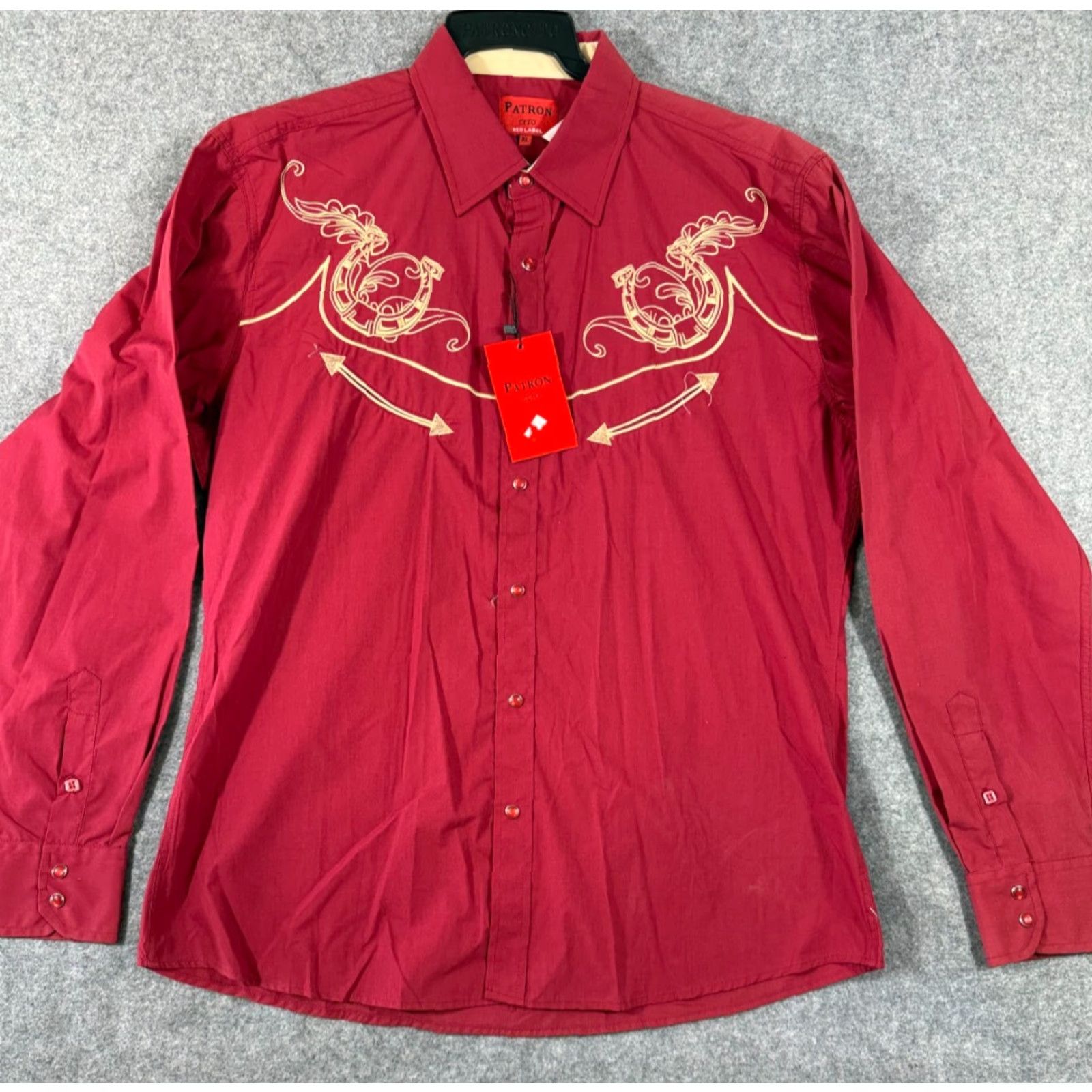 Vintage Patron Cito Red Label Western Shirt Mens XL Red Embroidered Pearl Snap NWT Size US XL / EU 56 / 4 - 2 Thumbnail