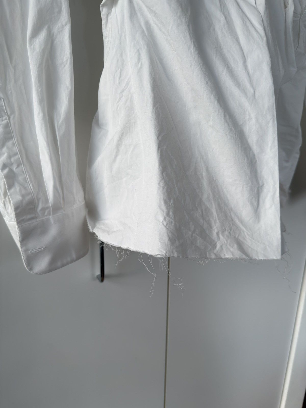 Maison Margiela BNWT Blank Label Oversized Frayed Pleated Shirt White 50 Size US L / EU 52-54 / 3 - 5 Thumbnail