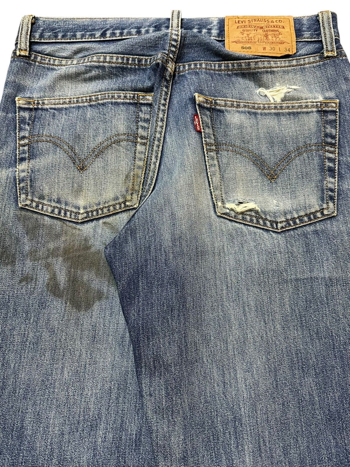 Levi's Vintage 90s Levis 508 Blue Faded Wash Distress Baggy Jeans Size US 30 / EU 46 - 6 Thumbnail