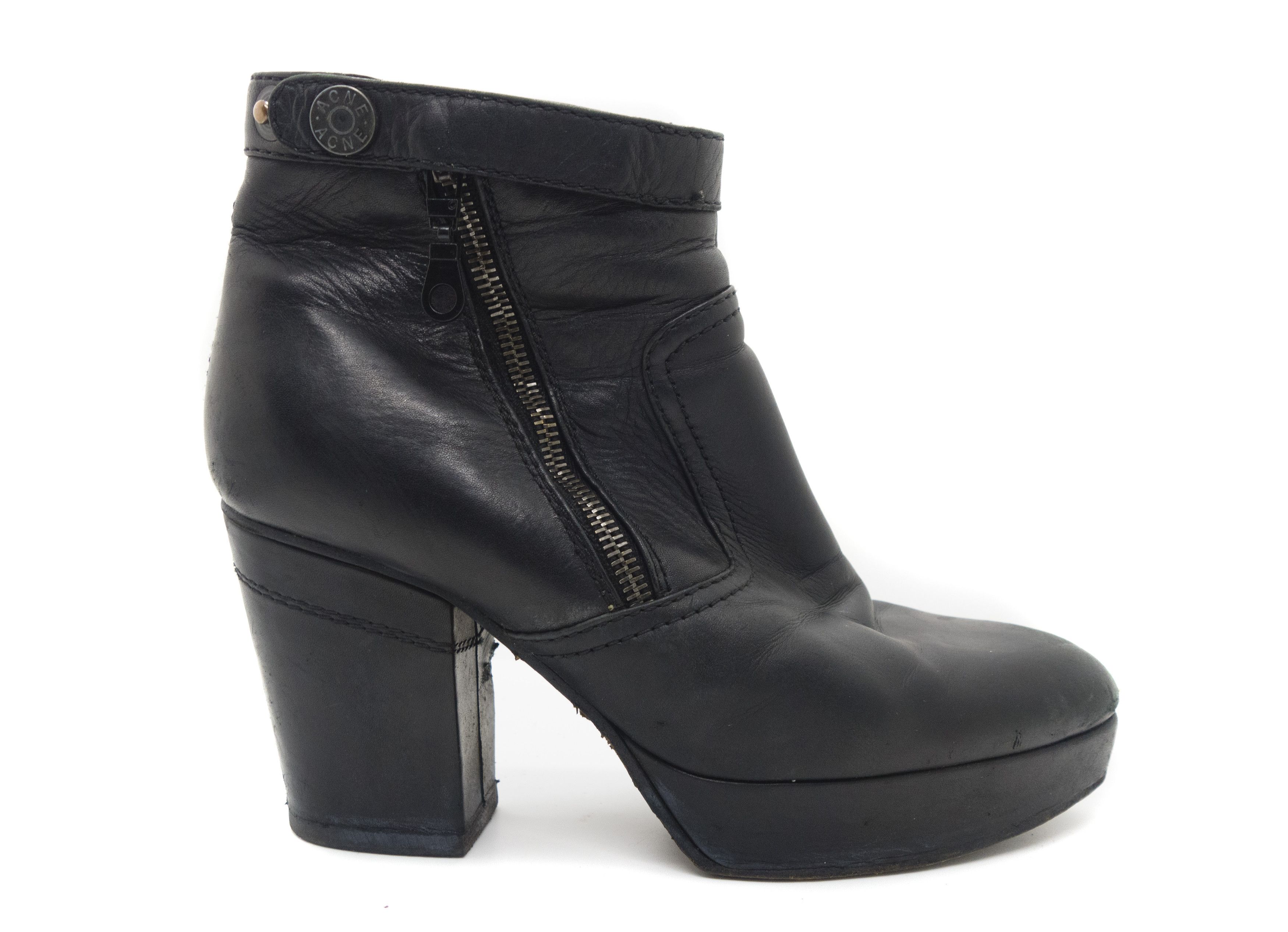 Acne Studios Ankle Leather Zip Boots Size US 7 / IT 37 - 2 Thumbnail