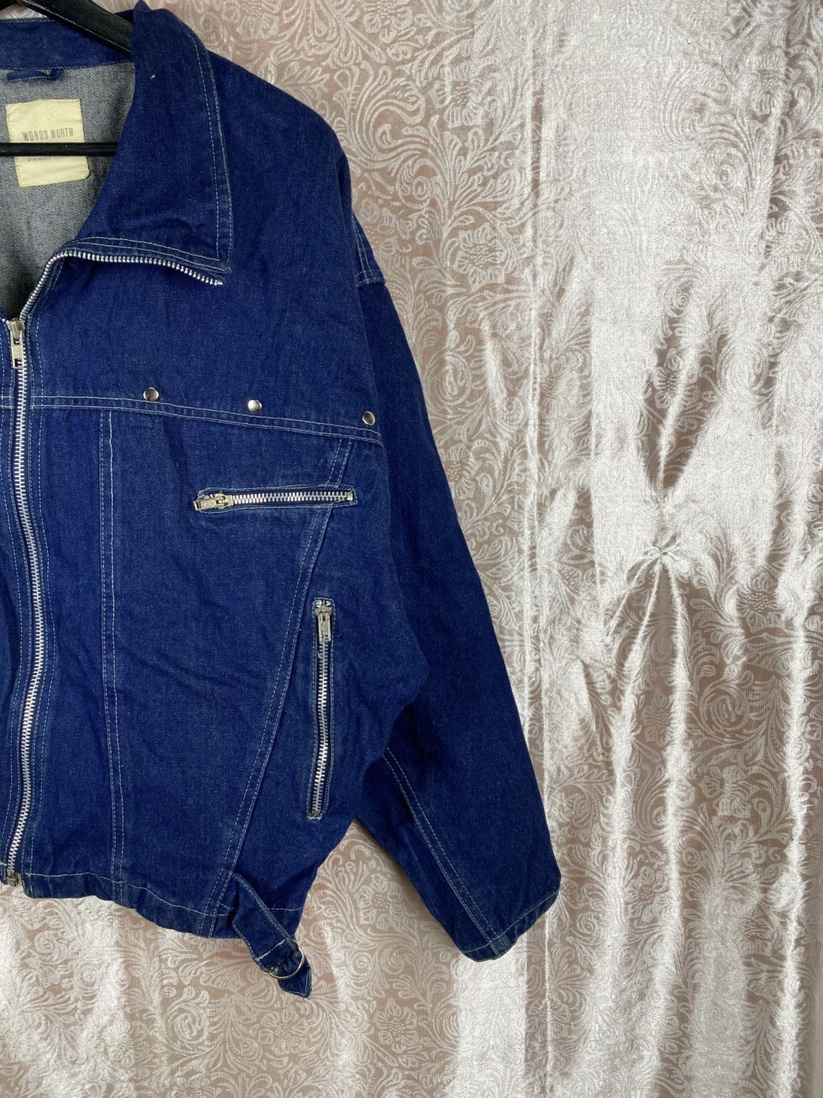 Japanese Brand Vintage WORDS WORTH Denim Cropped Jacket Blue Zipper Utility Size M / US 6-8 / IT 42-44 - 6 Thumbnail