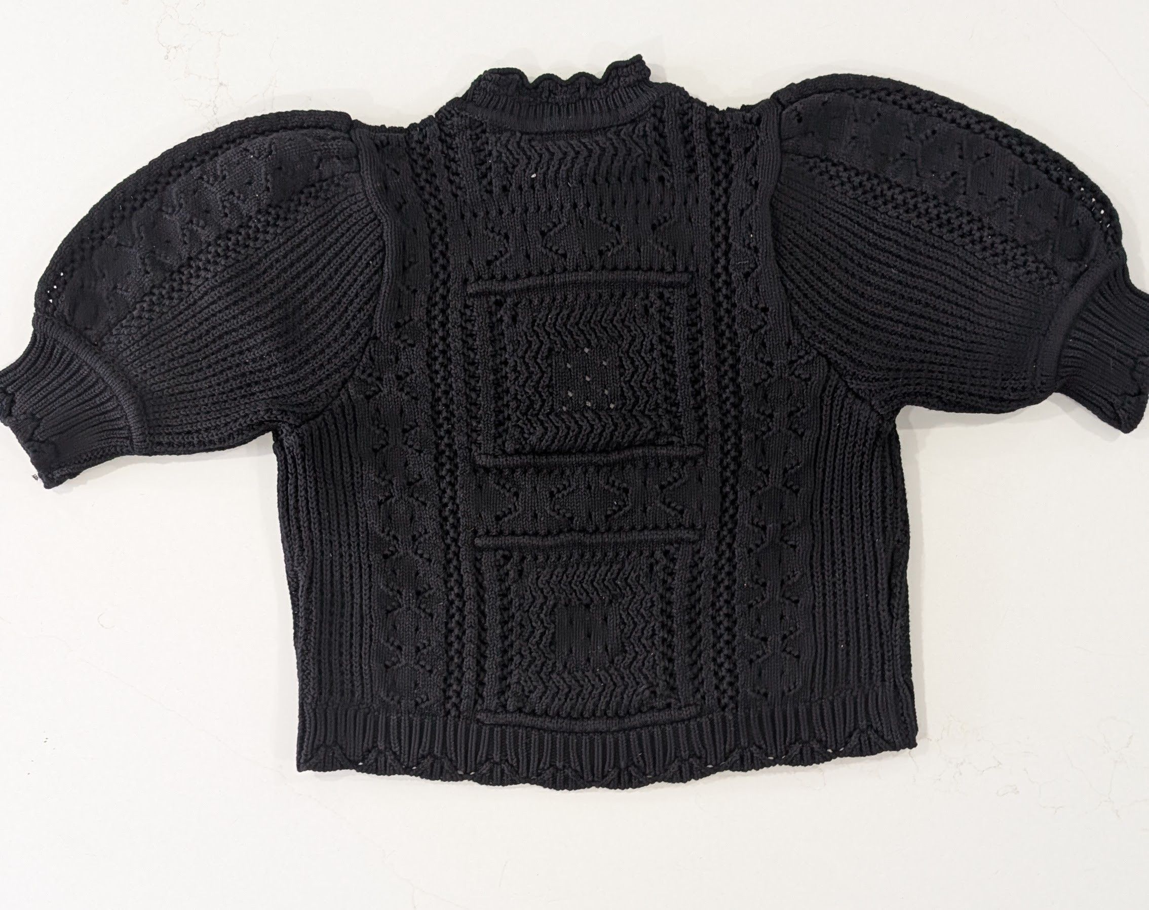 Autumn Cashmere AUTUMN CASHMERE Puff Sleeve Tile Stitch Mock Neck Size M Size M / US 6-8 / IT 42-44 - 2 Thumbnail
