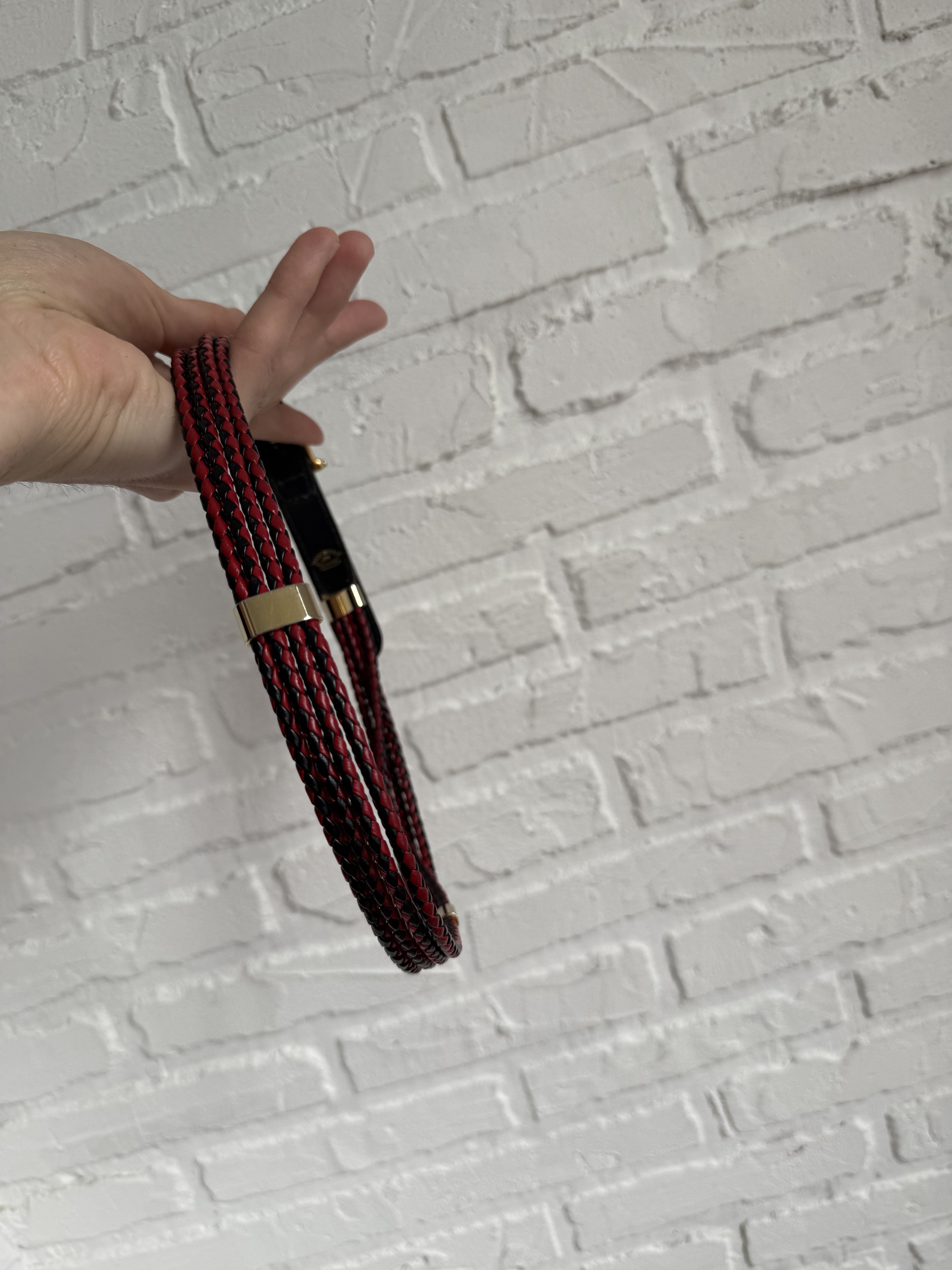Gucci Vintage Gucci Braided Leather Belt Red Black Size ONE SIZE - 9 Thumbnail