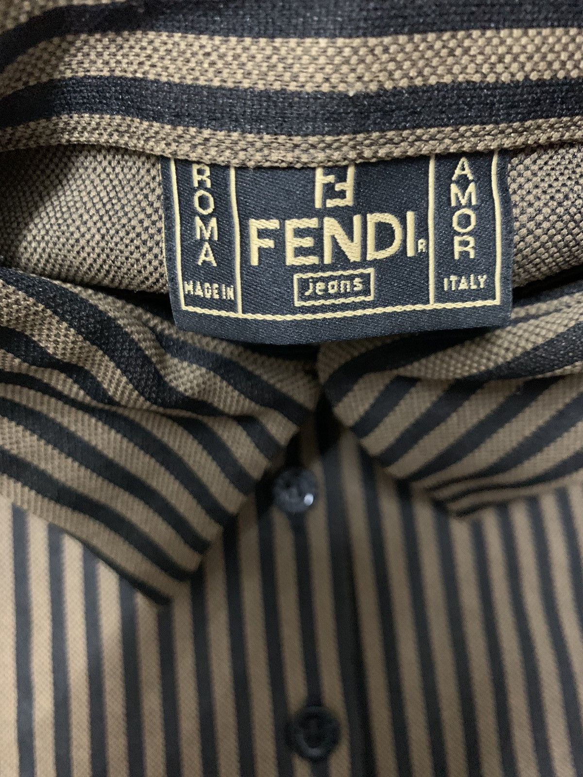 Fendi Fendi Striped Button-Up Shirt Slim Fit Brown Black Size M / US 6-8 / IT 42-44 - 9 Thumbnail