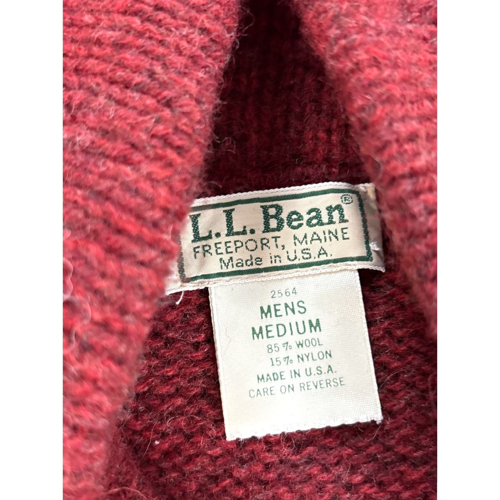 Vintage VINTAGE L.L. Bean Sweater Men’s M Red Wool Knit Shawl Collar Fisherman USA Crew Neck Long Sleeve Size US M / EU 48-50 / 2 - 4 Thumbnail