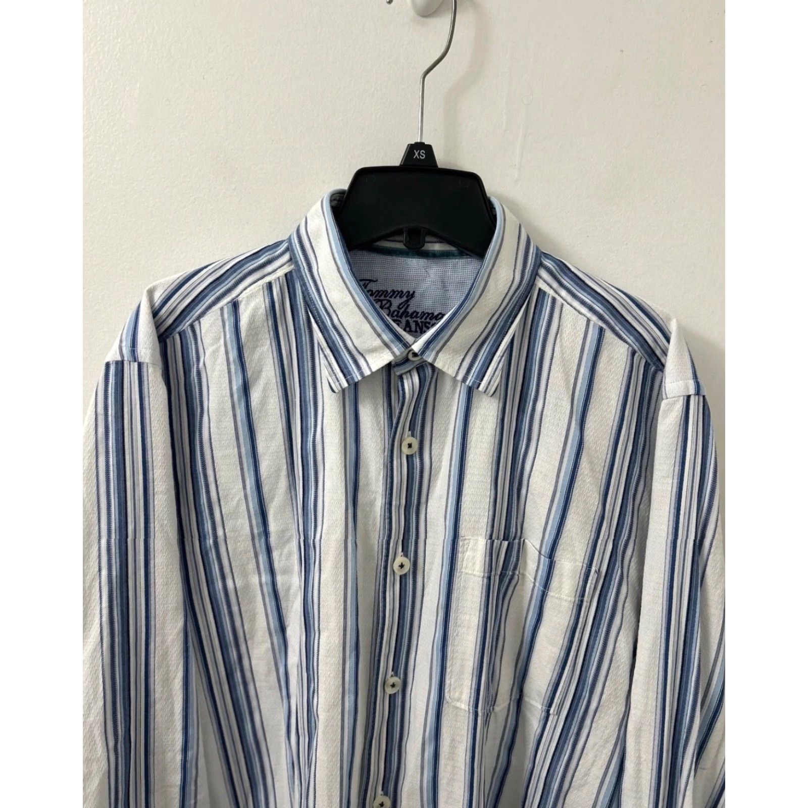 Tommy Bahama Tommy Bahama Jeans Shirt Mens Large Blue White Striped Button-Down Pocket L/S Size US L / EU 52-54 / 3 - 2 Thumbnail