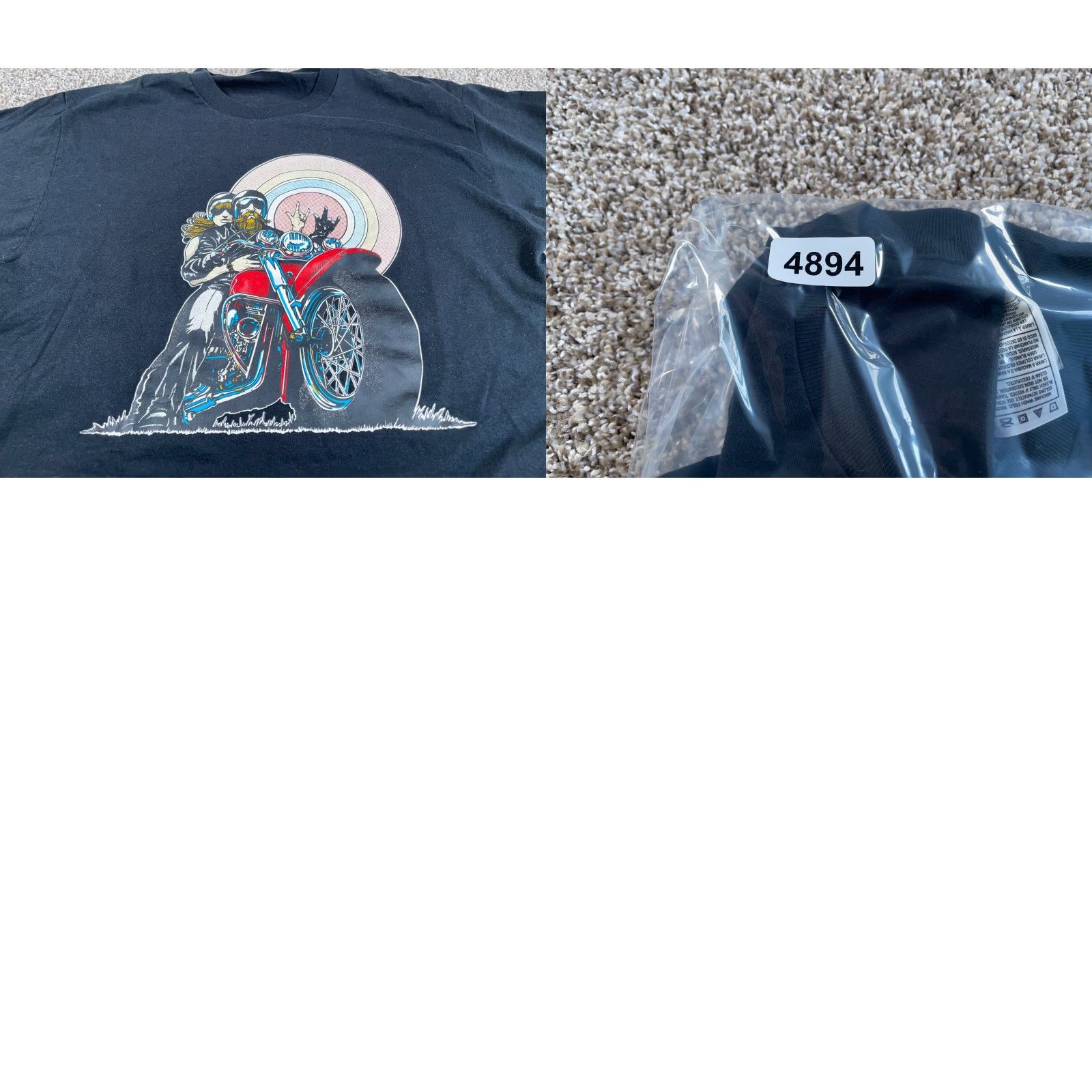 Fruit Of The Loom Fruit of the Loom Bikers Print T-Shirt Motorcycle City Retro Black 50/50 Cotton Blend Large Adult Men Short Sleeve Crew Neck Graphic Front Tag Size US L / EU 52-54 / 3 - 8 Thumbnail