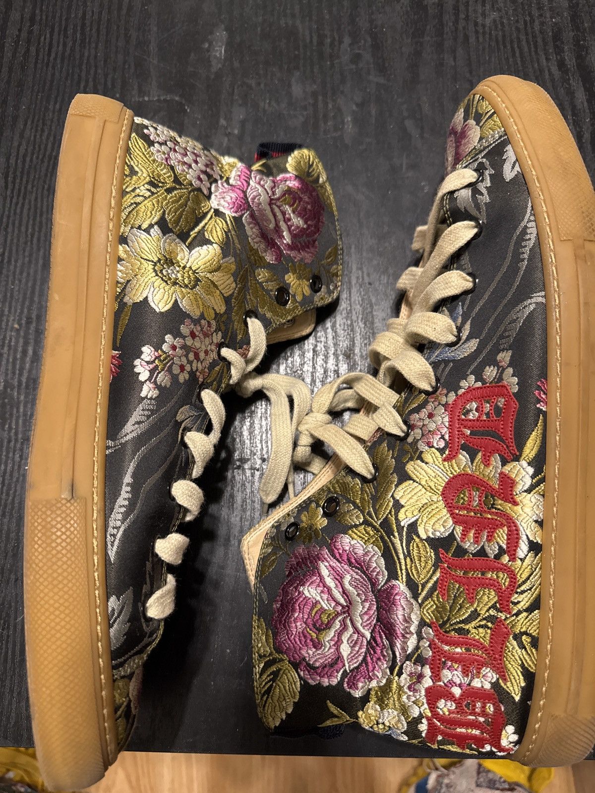 Gucci Gucci - BLIND FOR LOVE Floral Embroidered High-Top Sneakers Size US 11 / EU 44 - 6 Thumbnail
