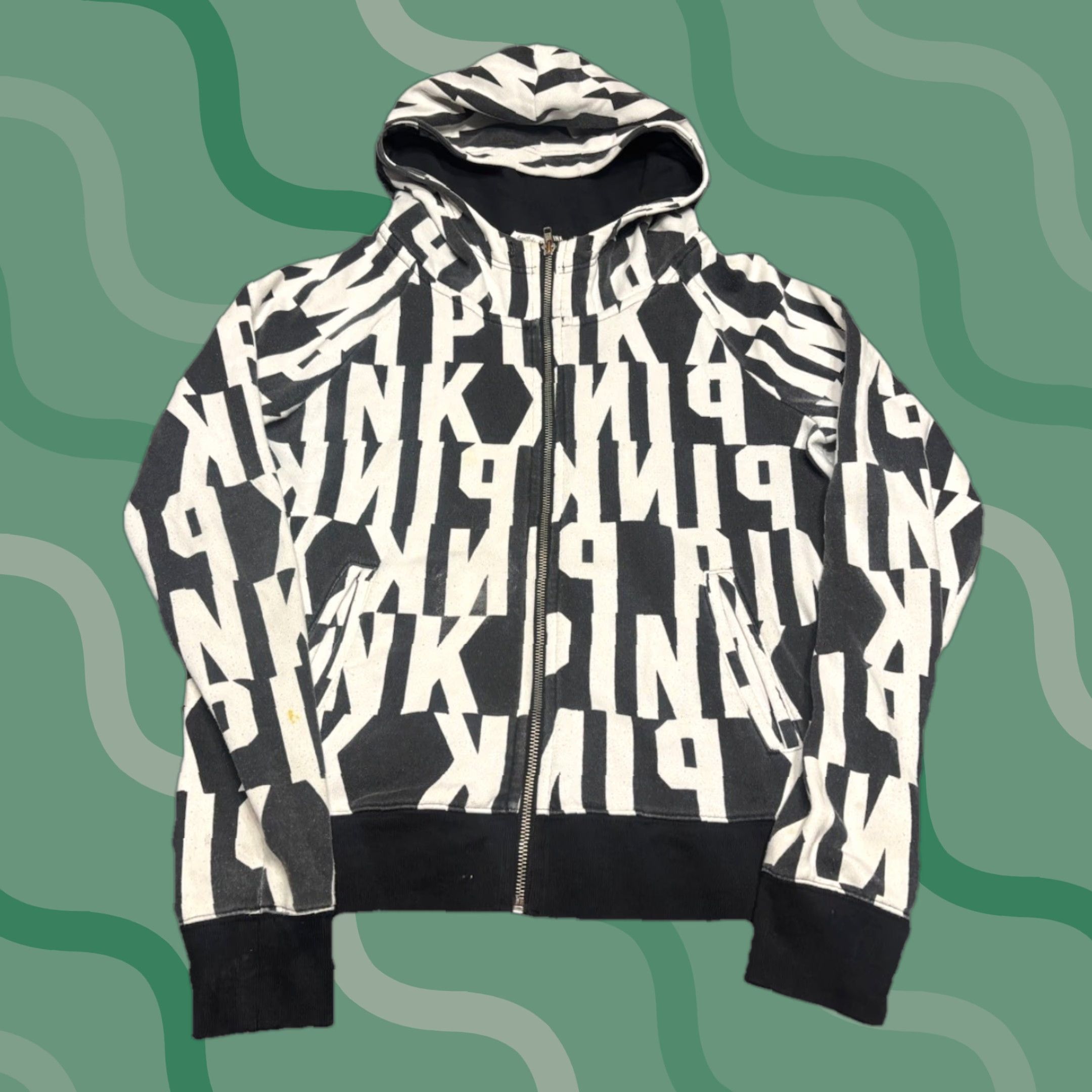 Victoria's Secret PINK Victoria’s Secret Women Full Zip Hooded Hoodie Jacket Multicolor Tie Dye Black White Size M Size M / US 6-8 / IT 42-44 - 1 Thumbnail