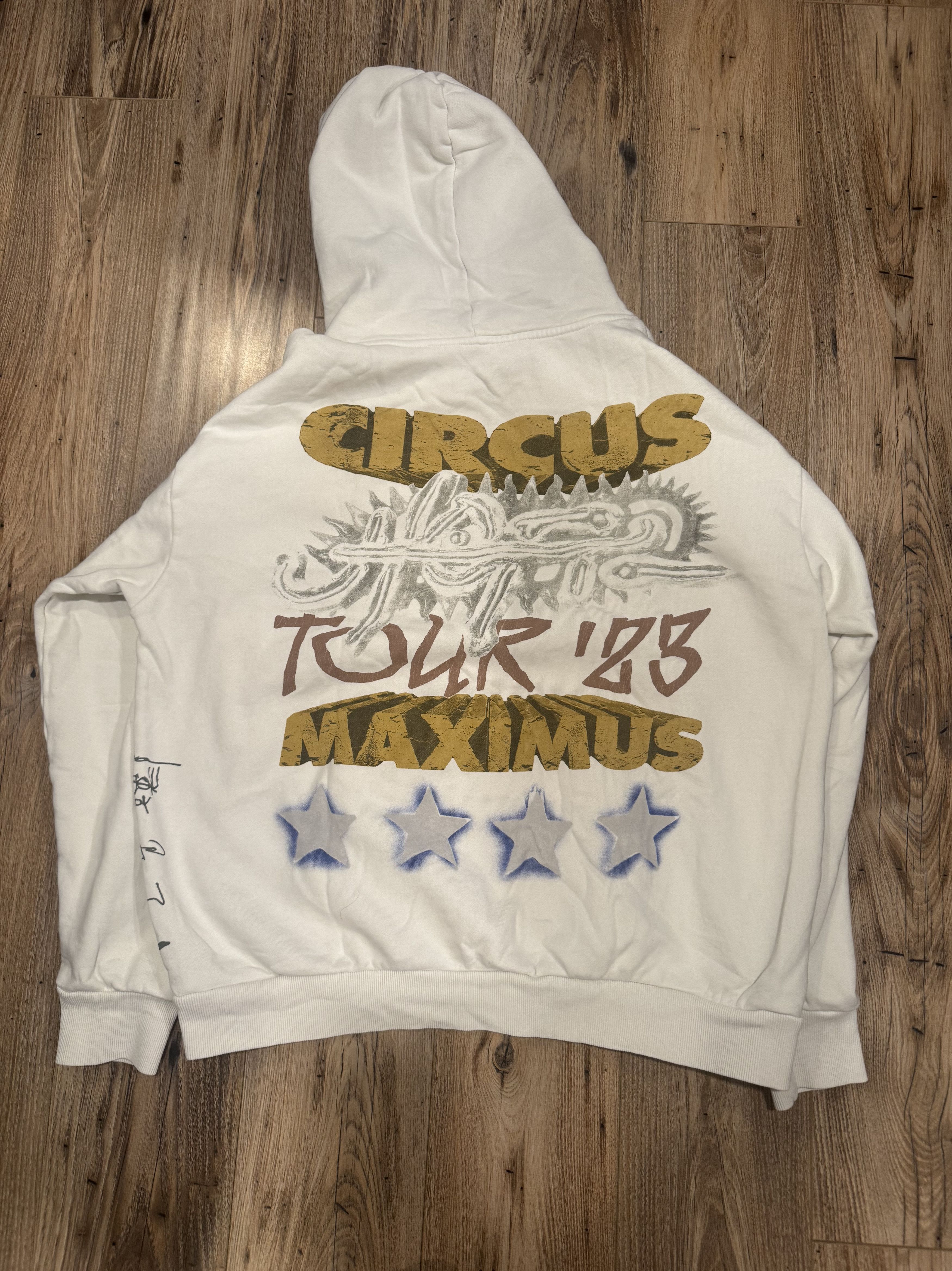 Other Travis Scott “Circus Maximus” Tour 2023 Hoodie – White – XL Size US XL / EU 56 / 4 - 2 Thumbnail