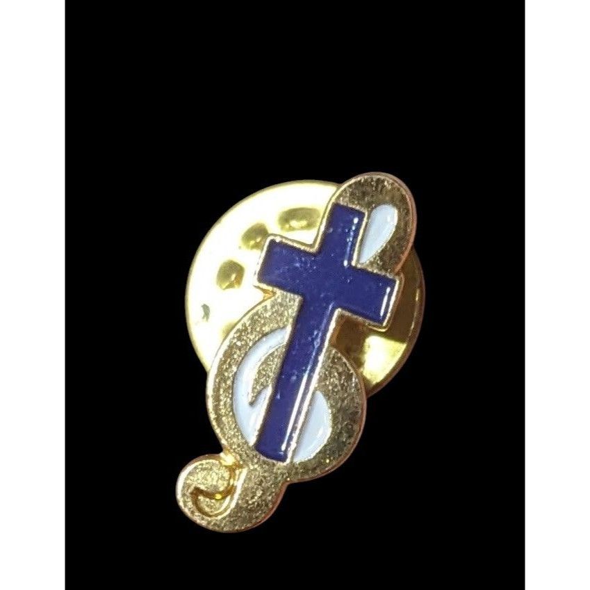 Other Church Choir Treble Clef And Cross Lapel Pin Size ONE SIZE - 1 Thumbnail