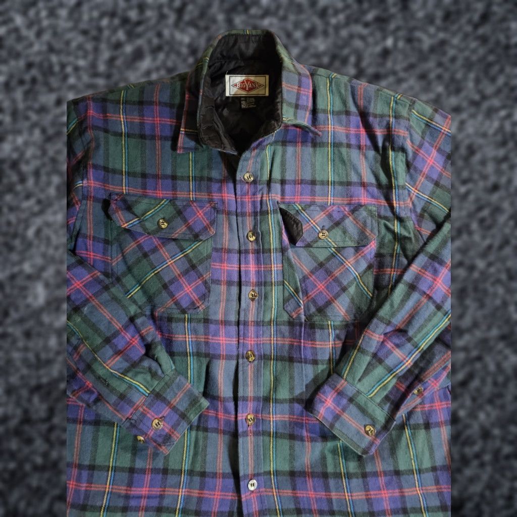 Vintage VINTAGE Big Yank Flannel Blue Plaid Shirt Jacket Button-Up Lined Men's Sz Large Shirt Size US L / EU 52-54 / 3 - 1 Thumbnail