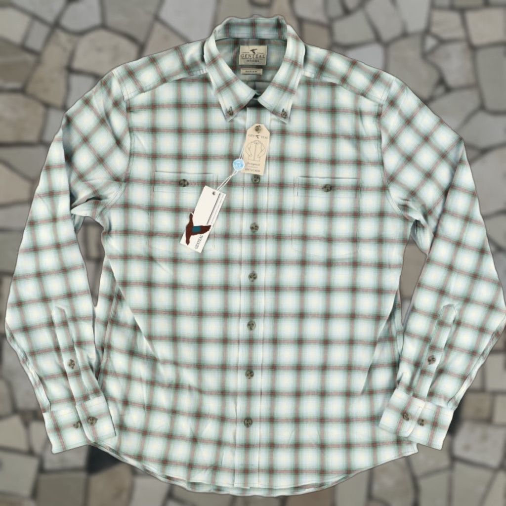 Olive Genteal Shirt Button Down Olive Men M Untucked Flannel Plaid Long Sleeve Regular Adult Mens Size US M / EU 48-50 / 2 - 1 Thumbnail
