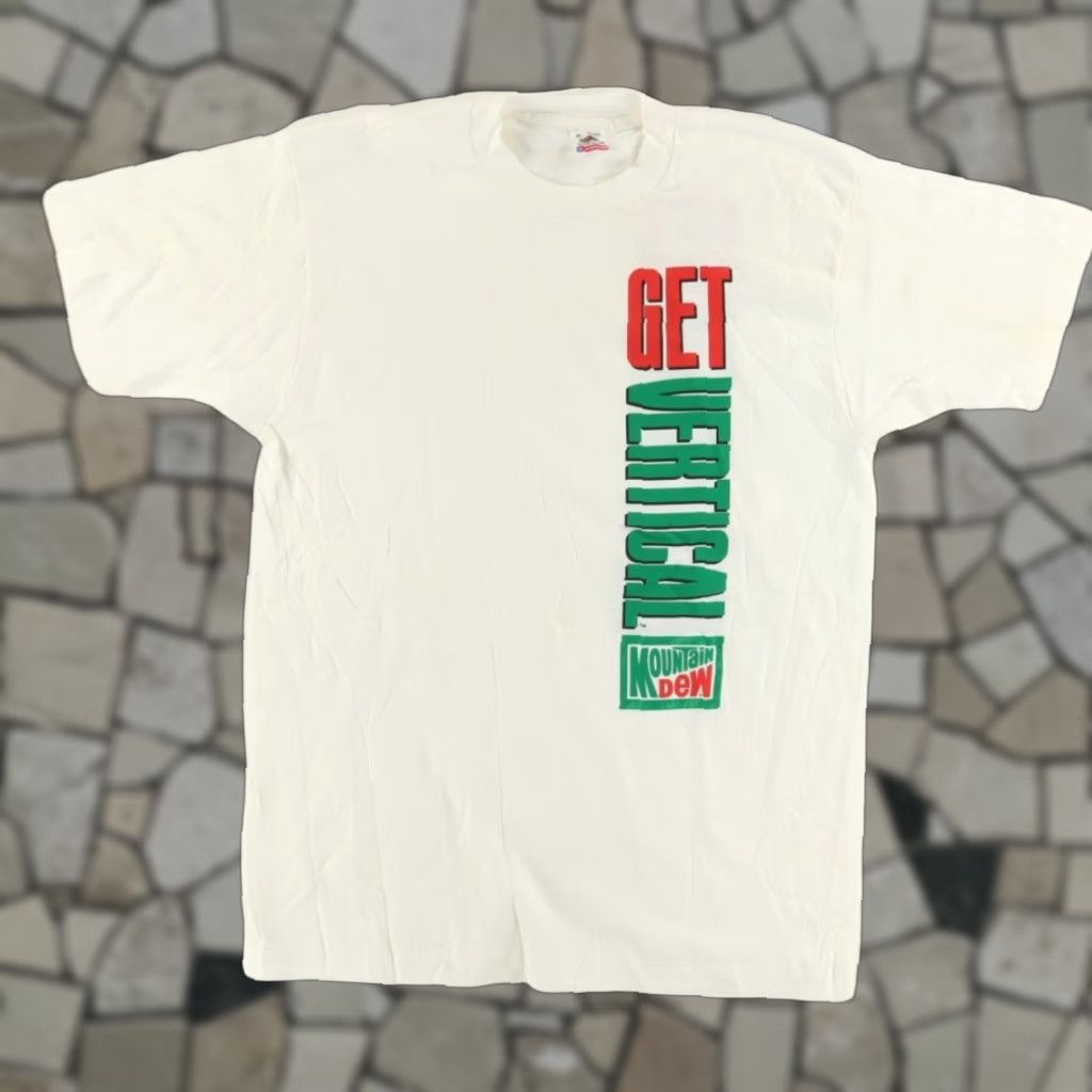Fruit Of The Loom VINTAGE Mountain Dew Get Vertical Solid T-Shirt White Men XL Shirt Size US XL / EU 56 / 4 - 1 Thumbnail