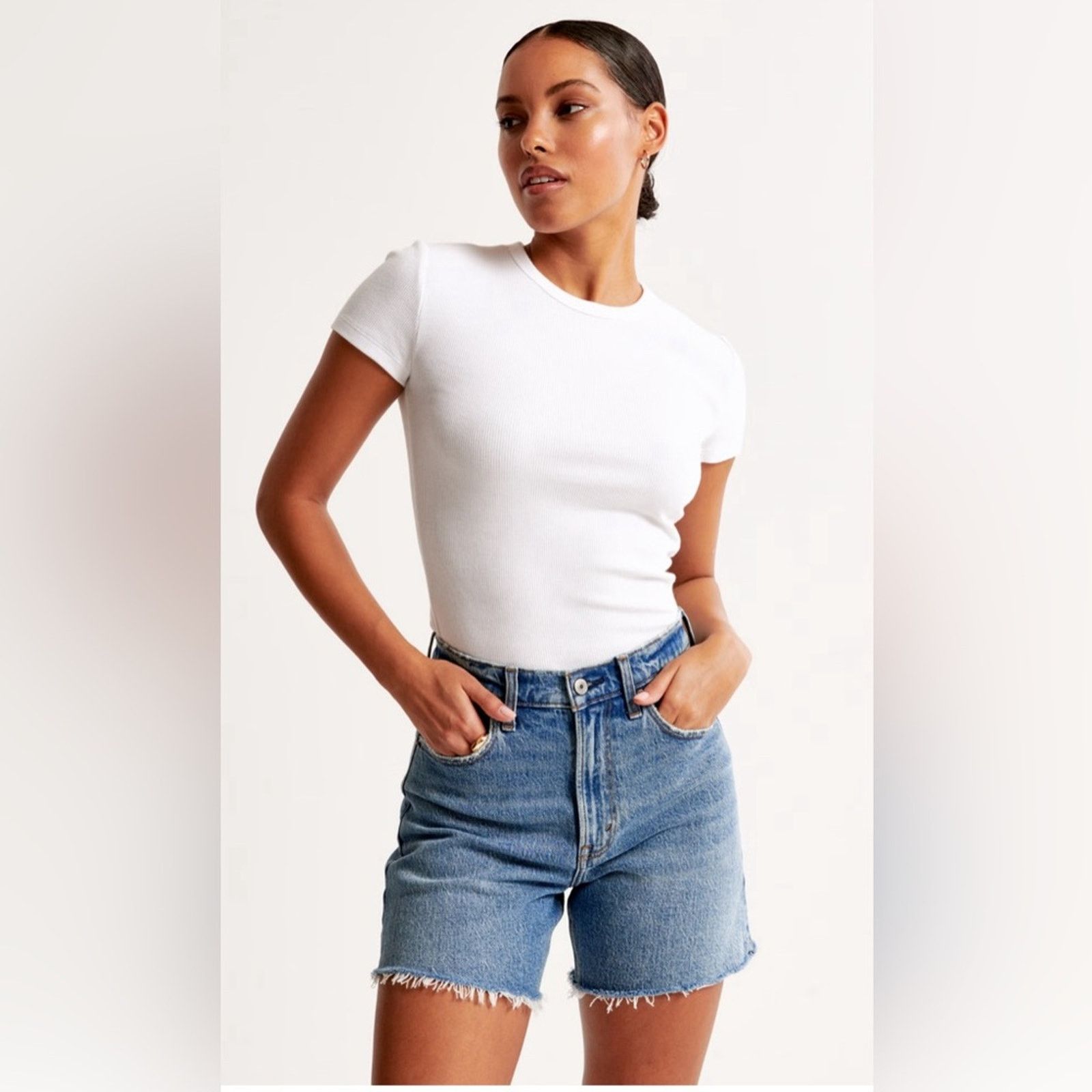 Abercrombie & Fitch Abercrombie & Fitch The Dad Shorts High Rise 5” Jean Shorts Size 37" - 2 Thumbnail