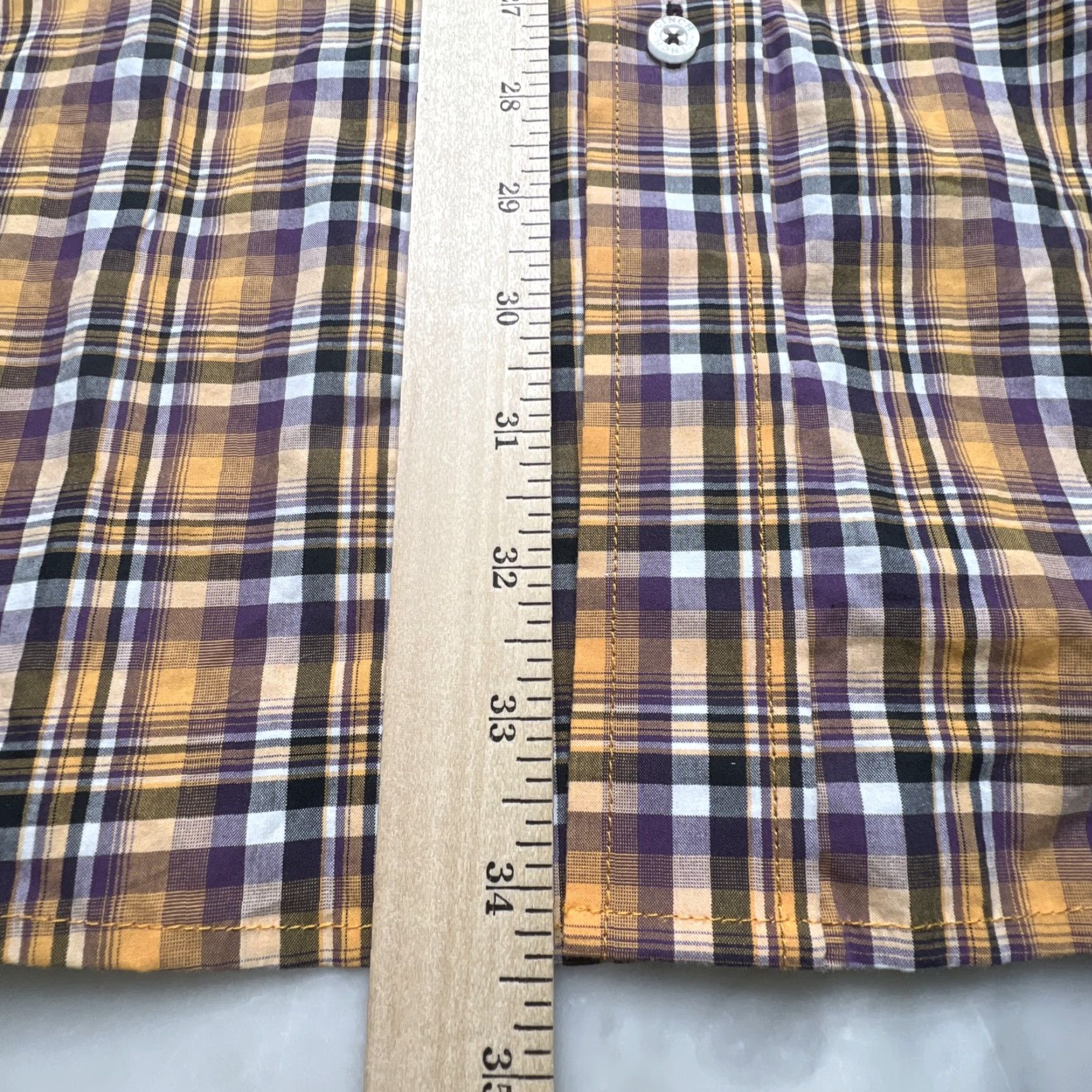 Vintage CINCH Button-Down Shirt Men’s Large Plaid Short Sleeve Cotton Yellow Purple Size US L / EU 52-54 / 3 - 6 Thumbnail