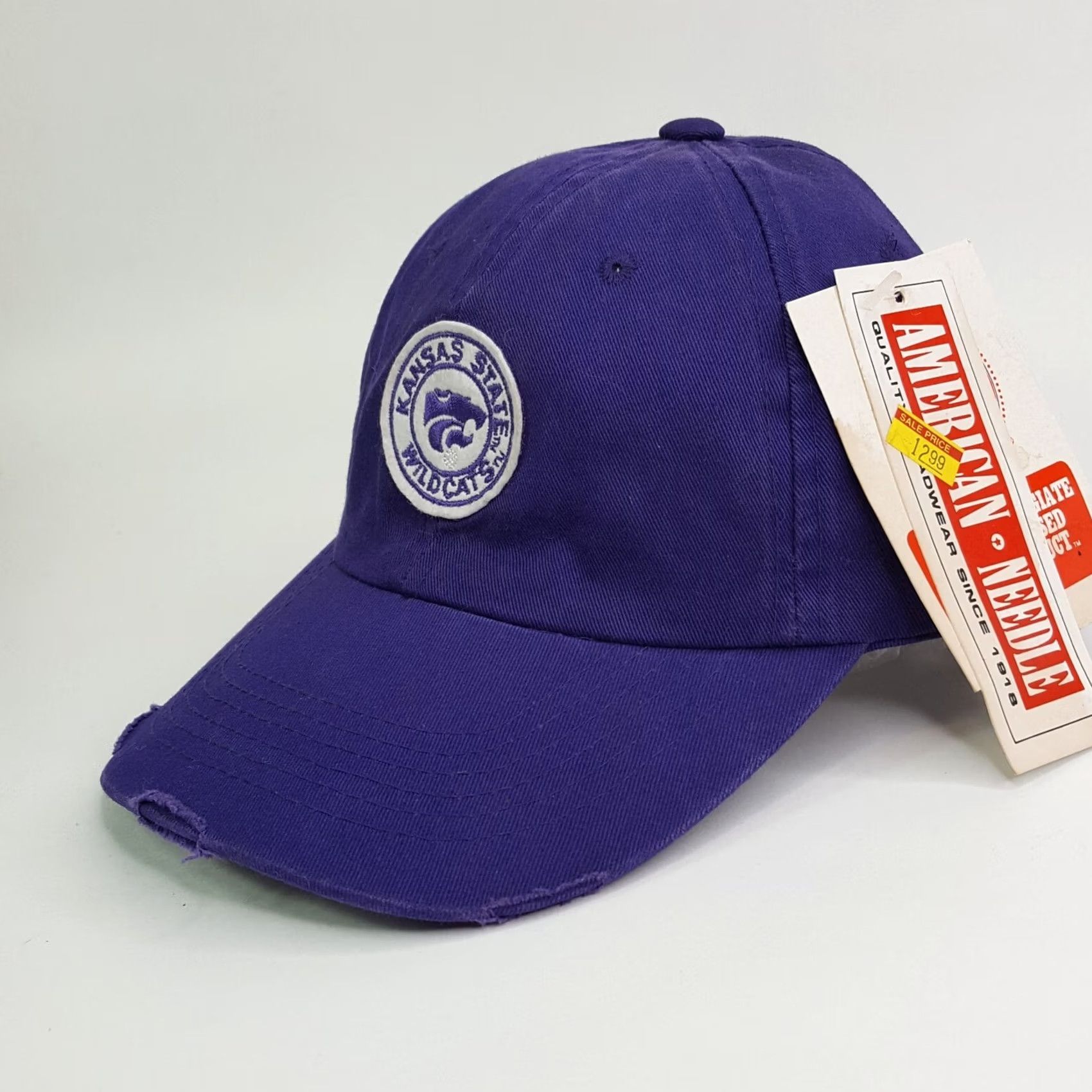 American Needle VINTAGE Kansas State Wildcats NCAA Logo Adjustable Hat Baseball Cap Purple 90s Y2K NCAA Logo Embroidered Distressed Lightweight Recruit Mens Boys Size ONE SIZE - 3 Thumbnail