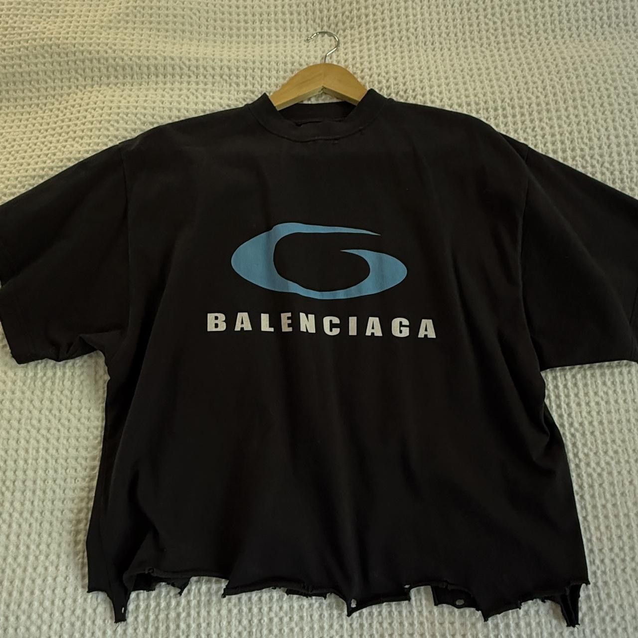 Balenciaga Balenciaga Black Distressed Tee Size US L / EU 52-54 / 3 - 1 Thumbnail