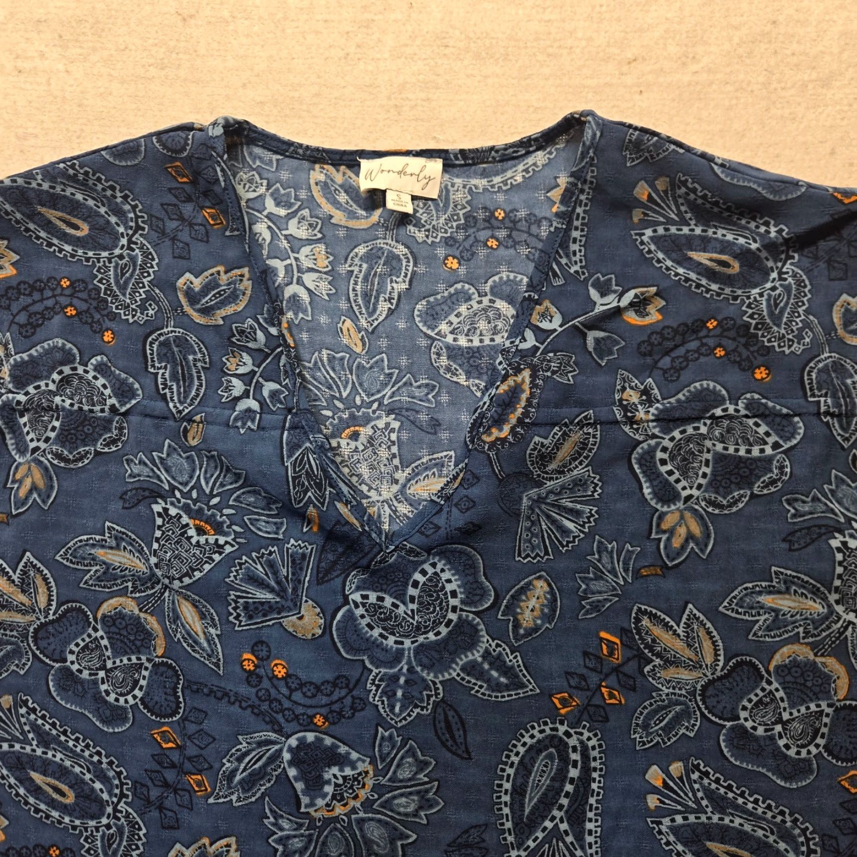 Vintage Wonderfly Blue Paisley Sleeveless Tunic Blouse Shirt Women's S Small Size S / US 4 / IT 40 - 2 Thumbnail