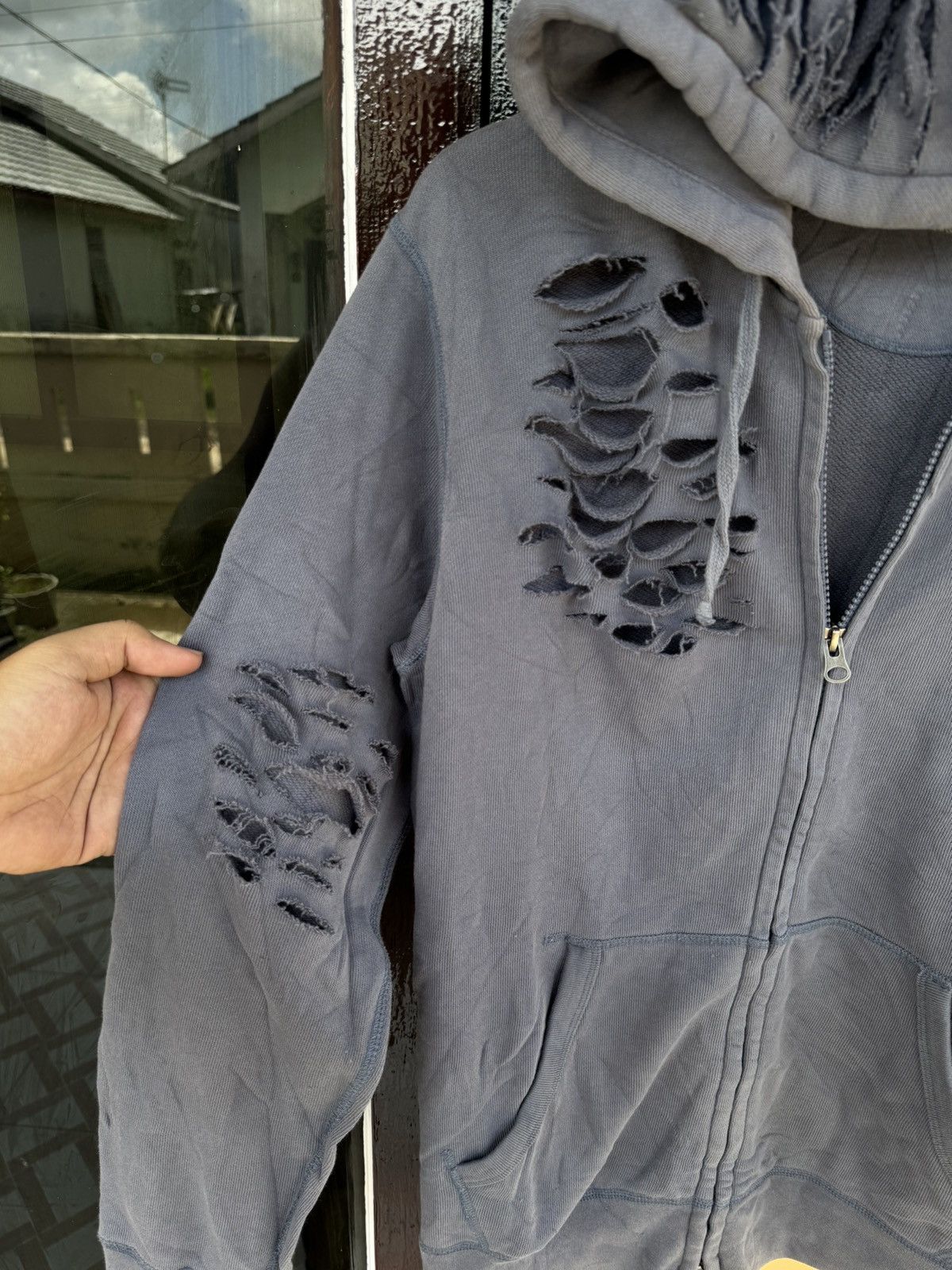 Japanese Brand Distressed Zipper Hoodie Faded Uniqlo Ifsixwasnine lgb Size US L / EU 52-54 / 3 - 6 Thumbnail