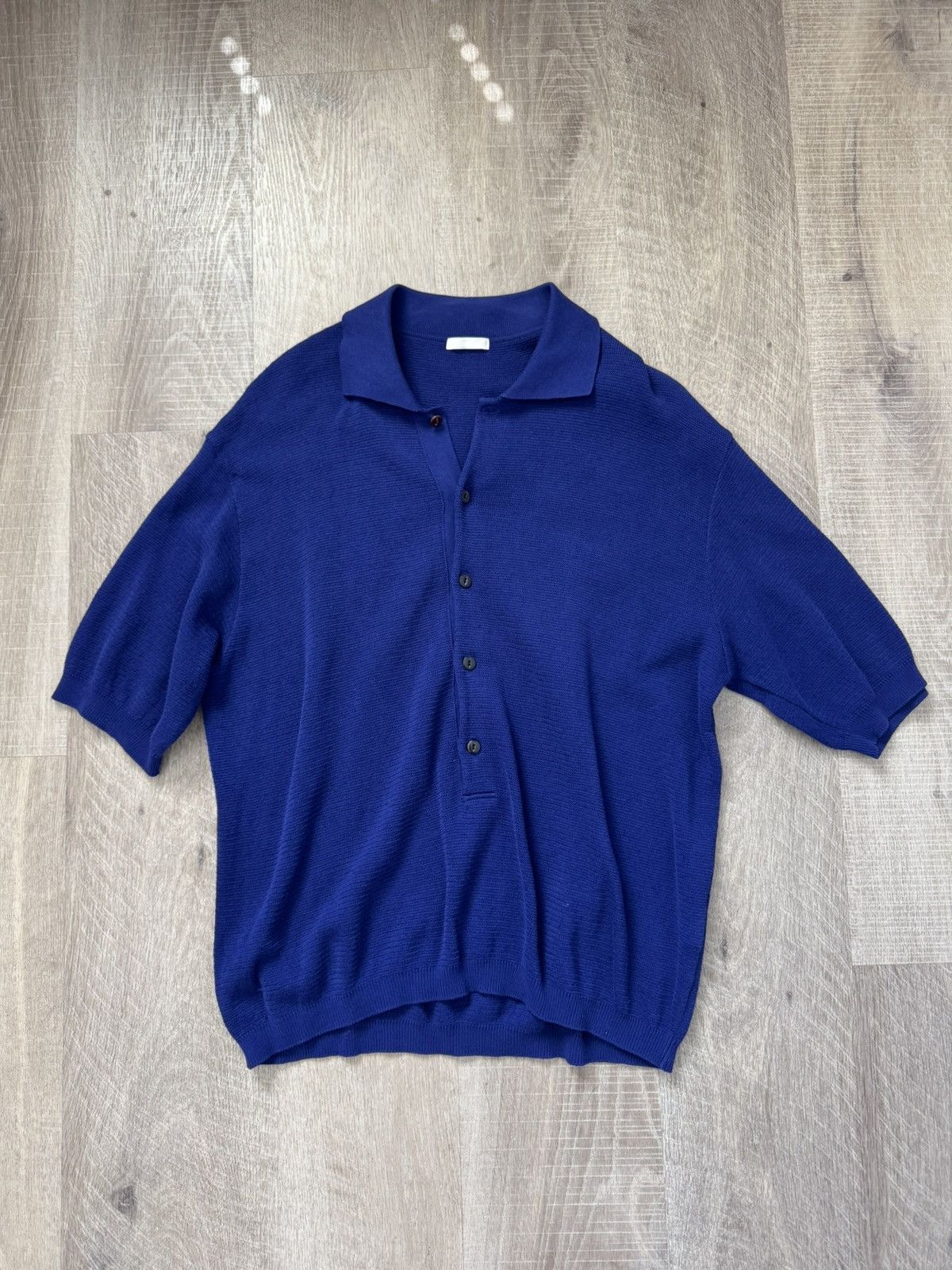 Ulterior ULTERIOR” TWISTED LOOSE MILANO RIB KNIT POLO ROYAL BLUE Size US M / EU 48-50 / 2 - 4 Thumbnail